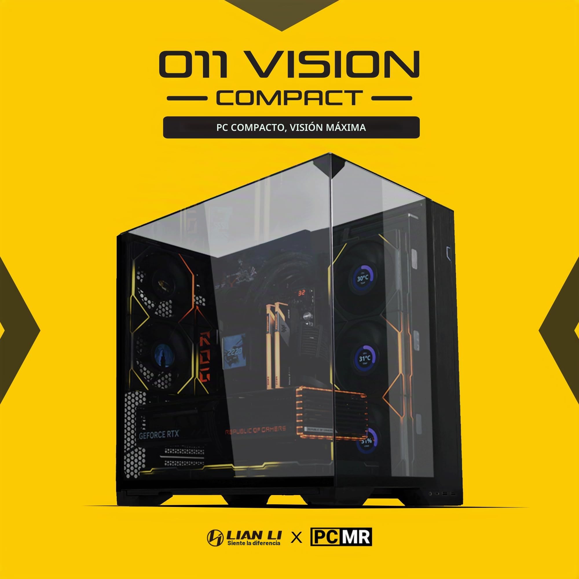 Lian-Li O11 Vision Compact Torre E-ATX Cristal Templado USB-C 3.0 Negra