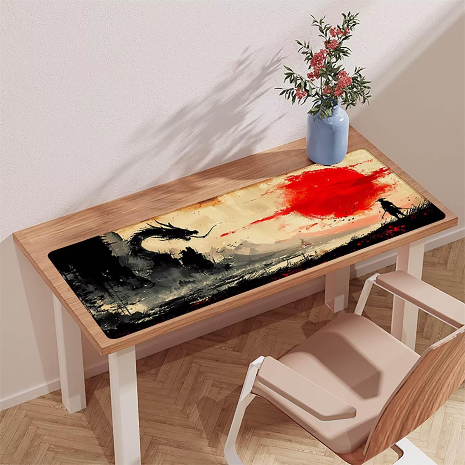 Podkładka pod mysz do gier Czerwona, podkładka pod mysz XXL 1600 x 800 x 3 mm, podkładka pod mysz ze zszytymi krawędziami, podkładka na biurko z antypoślizgową gumową podstawą, akcesoria do gier