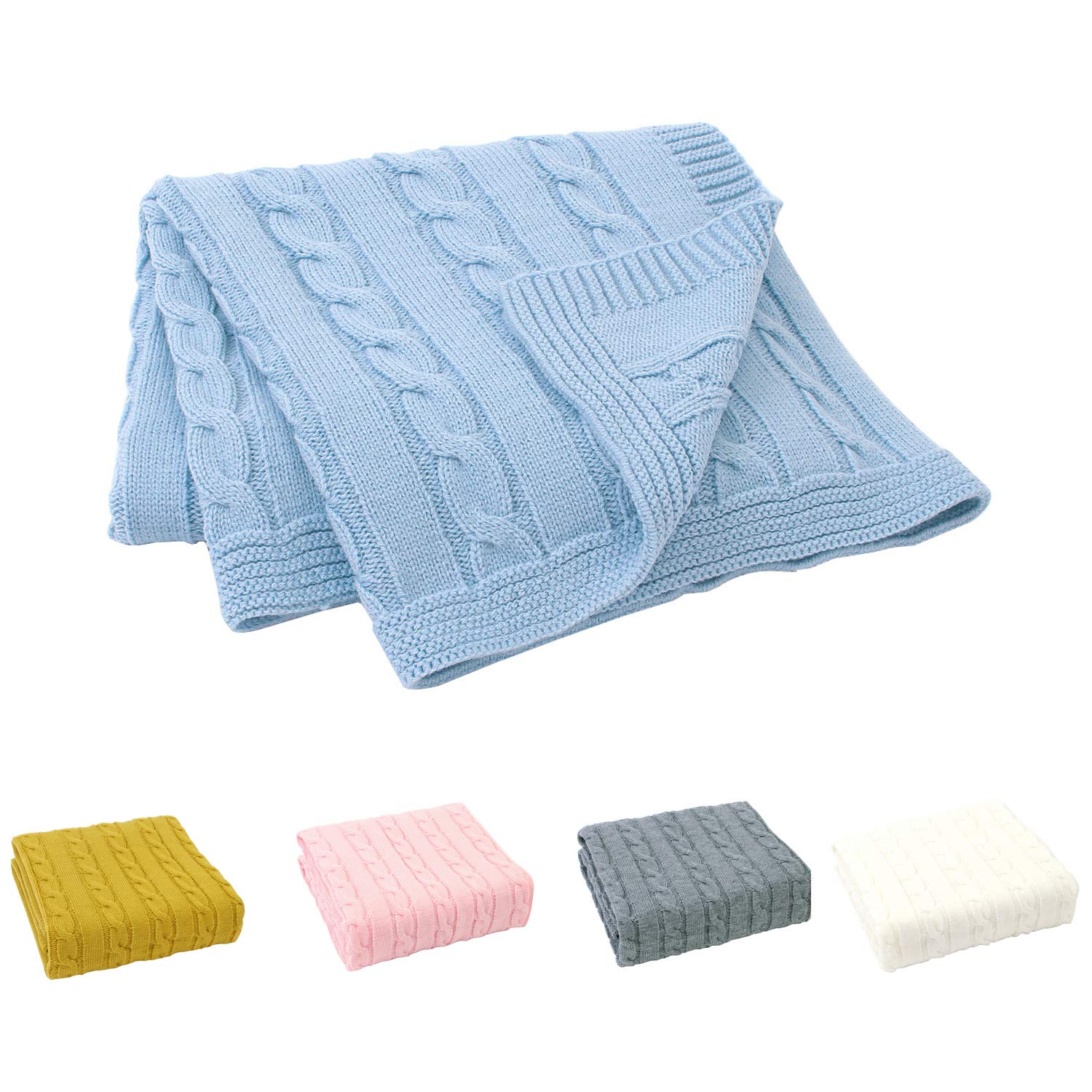 Baby Blanket Knit Soft Baby Toddler Blankets for Boy and Girls Size 30 x 40 Inch Blue