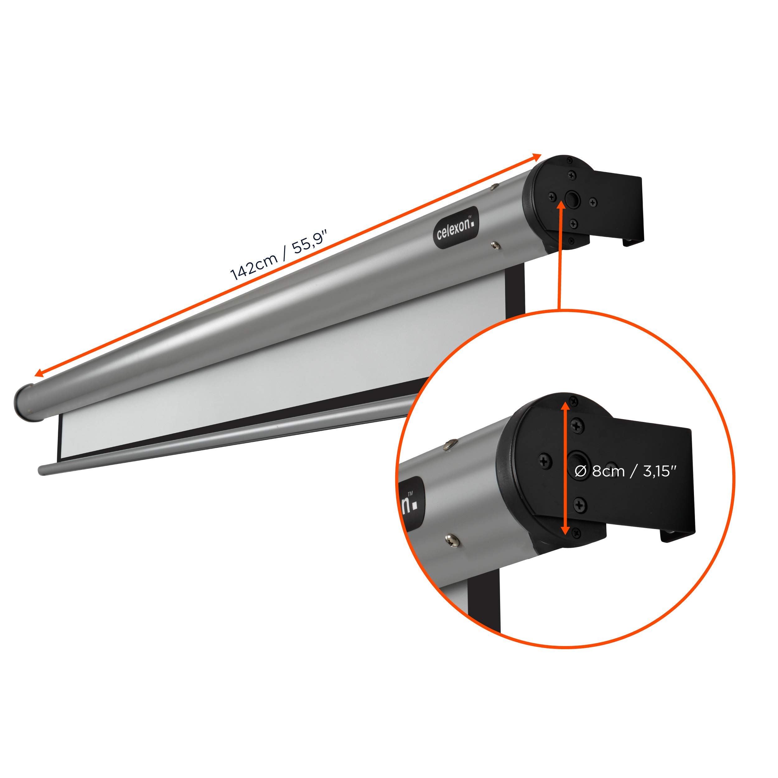 celexon HomeCinema Motor-Leinwand 100" | 220x124 cm 16:9 | elektrische 4K, Full-HD Beamerleinwand für Heimkino-Projektionen & Büro-Präsentationen | geeigent zur Decken- & Wand-Montage
