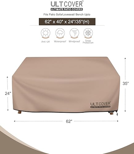 Miniatura 2 de ULTCOVER Funda impermeable para sofá de asiento profundo para exteriores, 62 pulgadas de ancho x 40 pulgadas de profundidad x 35 pulgadas de alto