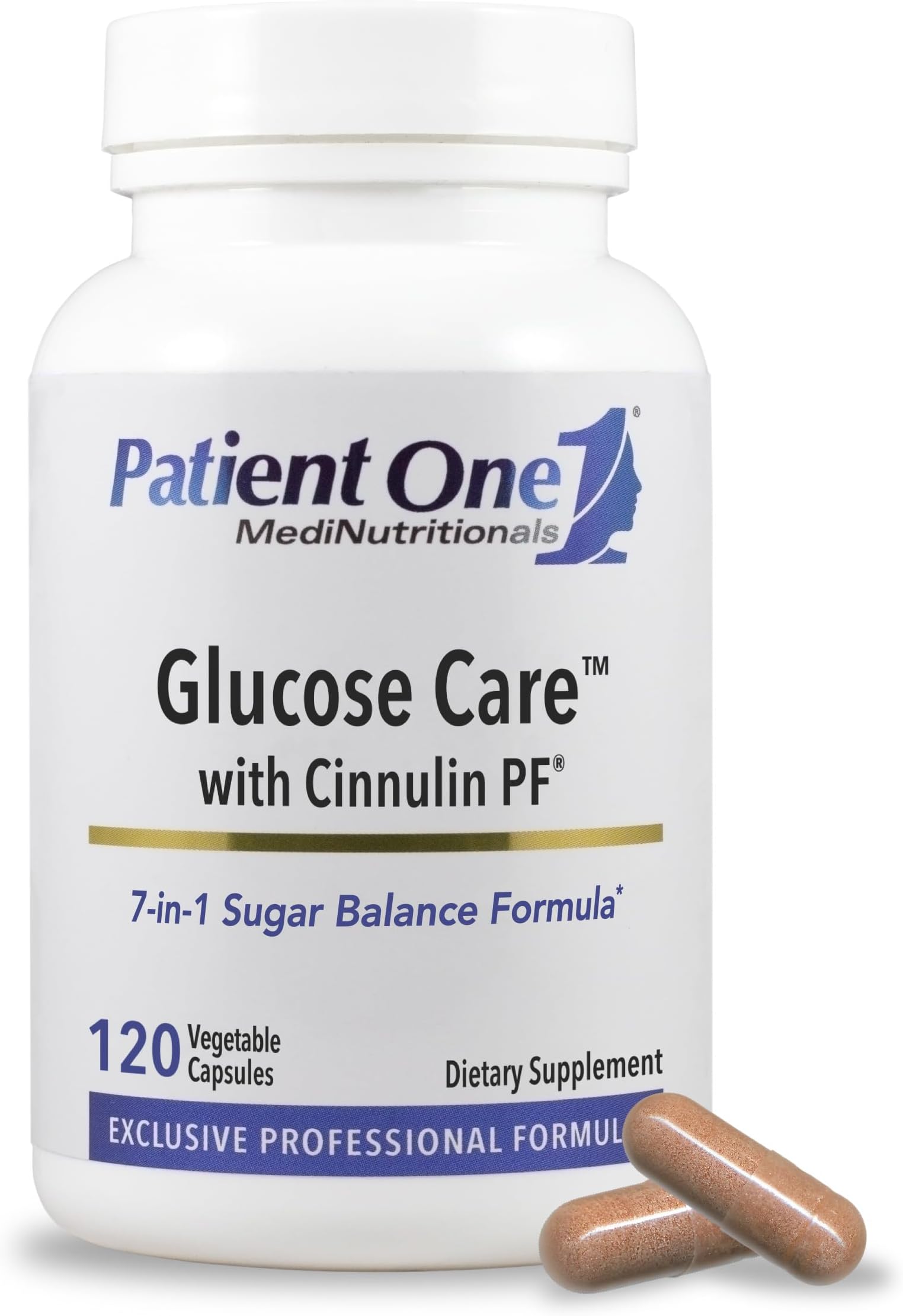 Patient One Glucose Care | Supplement to Support Pancreas, Heart and Vascular Health* | with Chromium, Vitamin B, Cinnamon and More | 120 caps