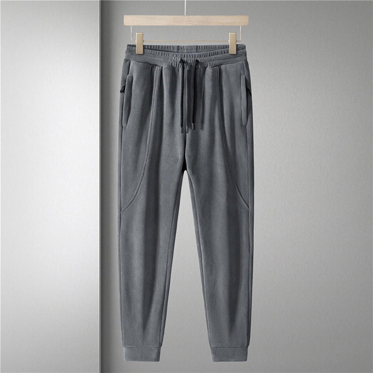NATHGAM Mens Sherpa Fleece Pants Warm Lined Sweatpants Winter Outdoor Thicken Track Pants Drawstring Waist Running Pants