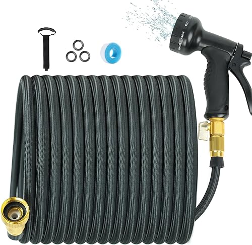 Dopilot 100FT Garden Hose - 10 Function Nozzle, Solid Brass Connector, High Pres