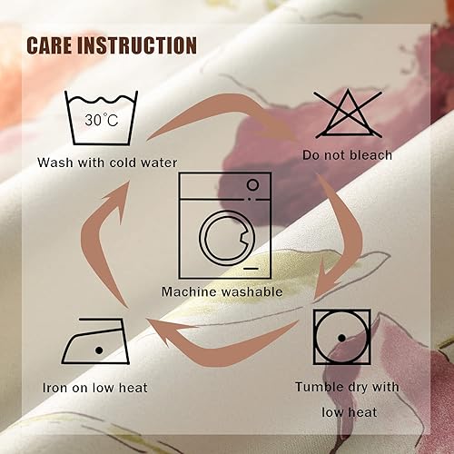 Miniatura 8 de Leeva Cortinas opacas con diseño floral rojo para puerta corrediza, ojales en la parte superior, aislamiento térmico, oscurecimiento de la