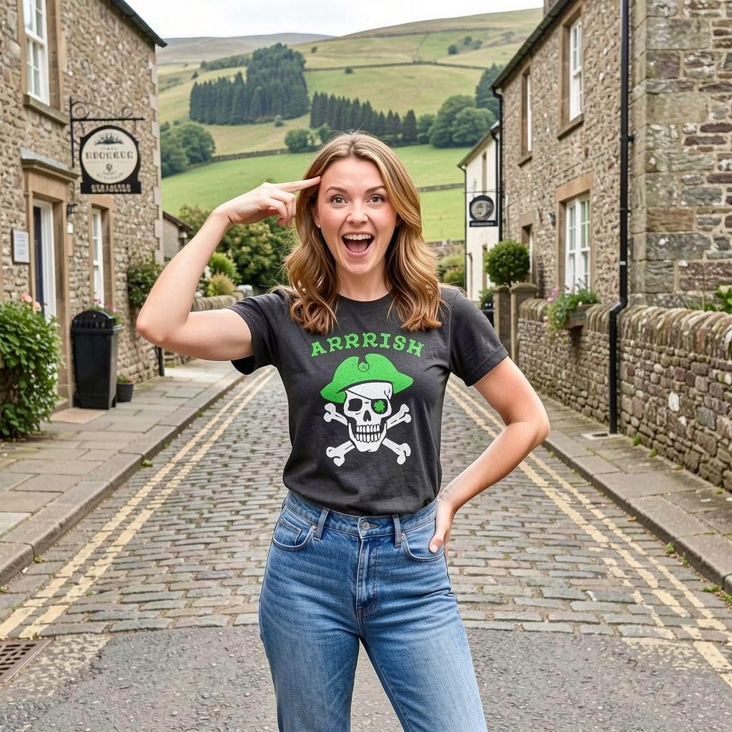 Womens Arrrish T Shirt Funny Saint Patricks Day Irish Pirate St Patty Humor Tee - Image 2