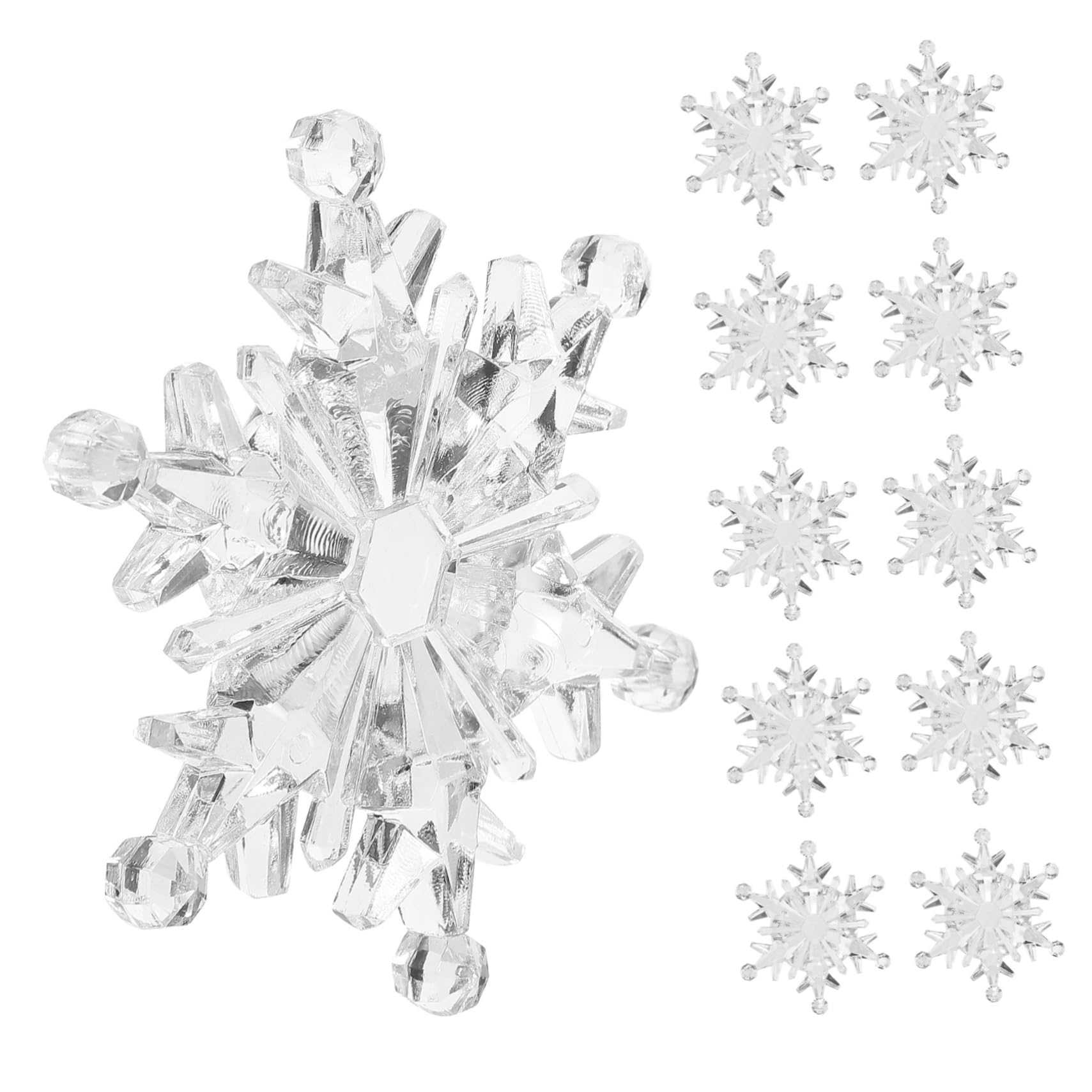 Alipis 50 Stück Acryl Schneeflocken Anhänger Hängende Weihnachtsdekorationen für Weihnachtsbaum und Fenster Weihnachtsfeier Winter Festliche Deko in Silber