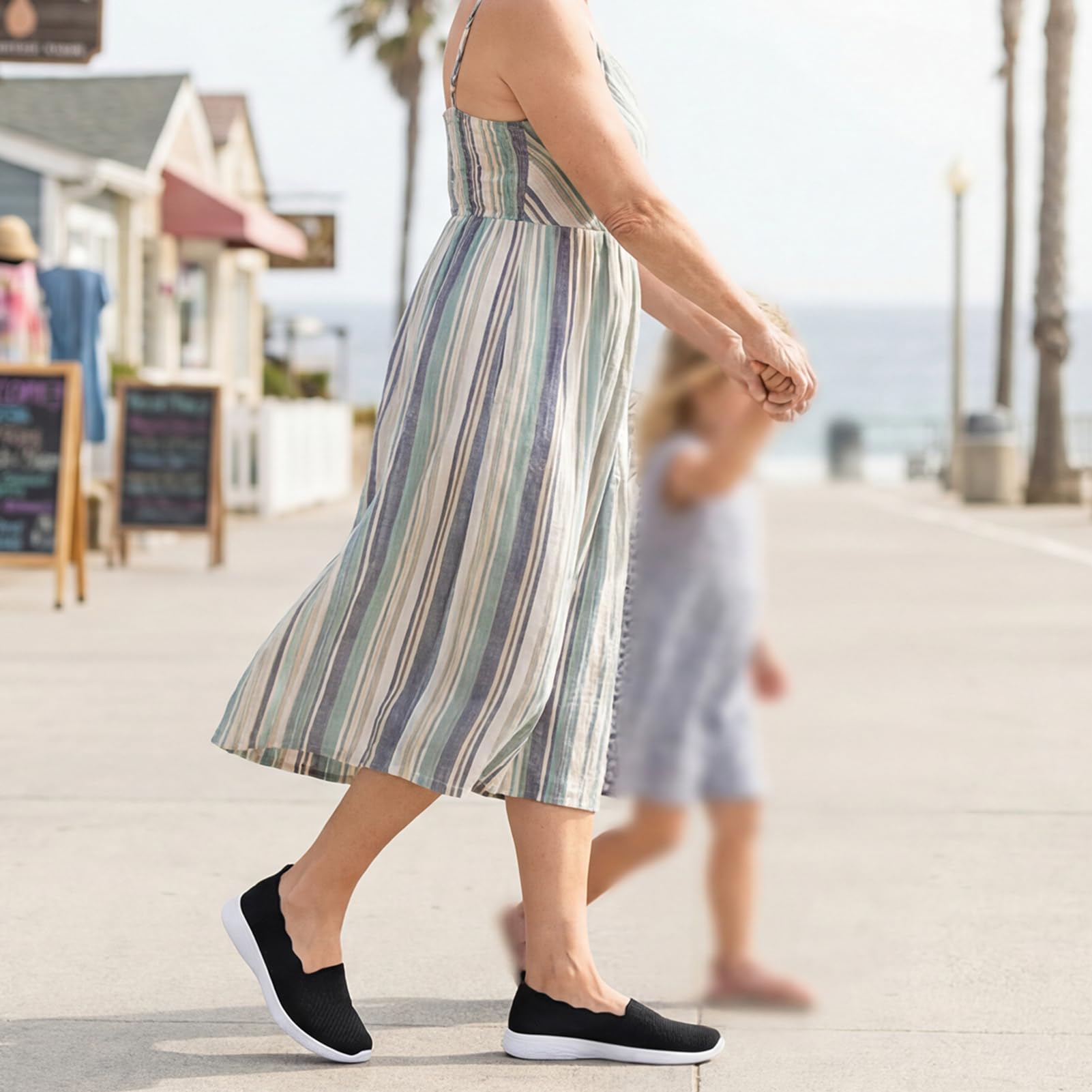 poemlady Mocasines sin cordones para mujer, de malla, informales, de ballet, planos, para caminar, para enfermeras, de punto, punta redonda, informales, de espuma viscoelástica de cuña baja