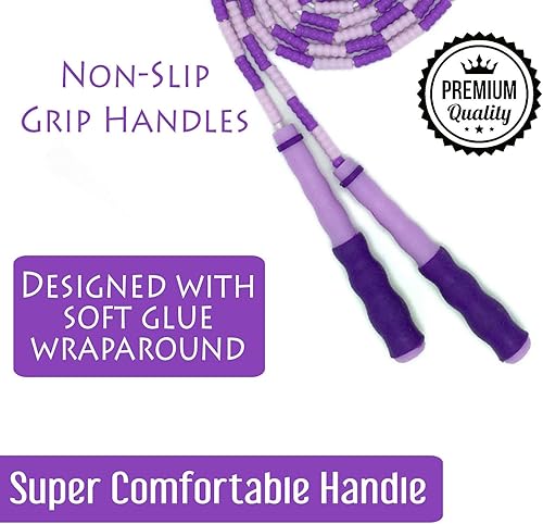 Miniatura 3 de Cuerda de saltar ajustable con agarre antideslizante de plástico suave con cuentas sin enredos