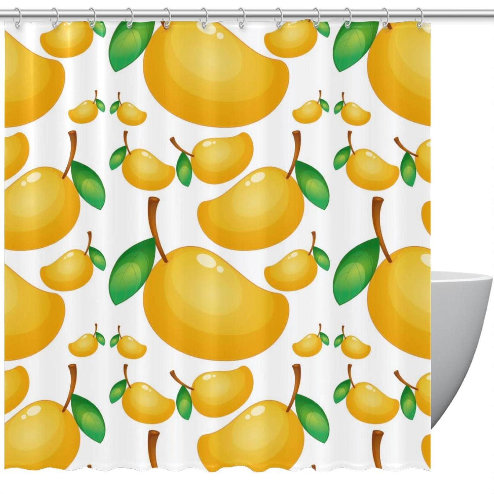 Rideau de douche imperméable motif fruits tropicaux pour salle de bain