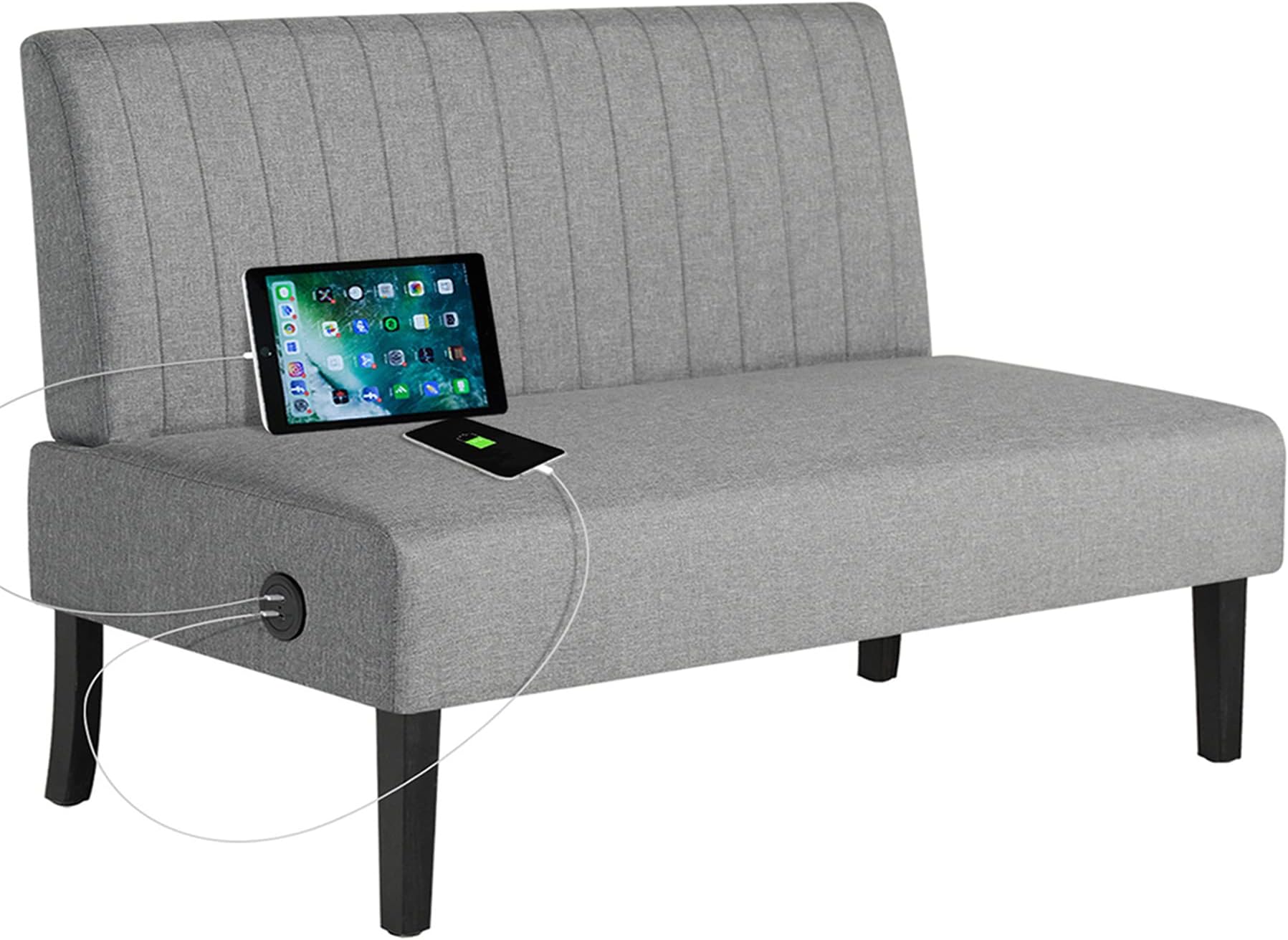 Christopher Knight Home Amaia Modern Velvet Sofa, Pewter / Walnut Home & Kitchen