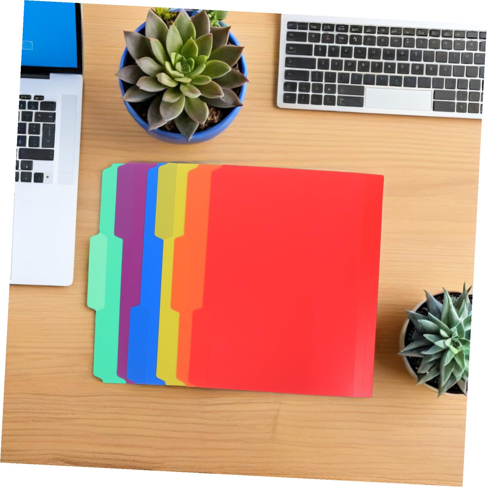 36 Stück Kunststoff Manila Papier Ordner mit 1/3 Schnitt und Register für Effiziente Dokumentensortierung im Büro und Projektmanagement