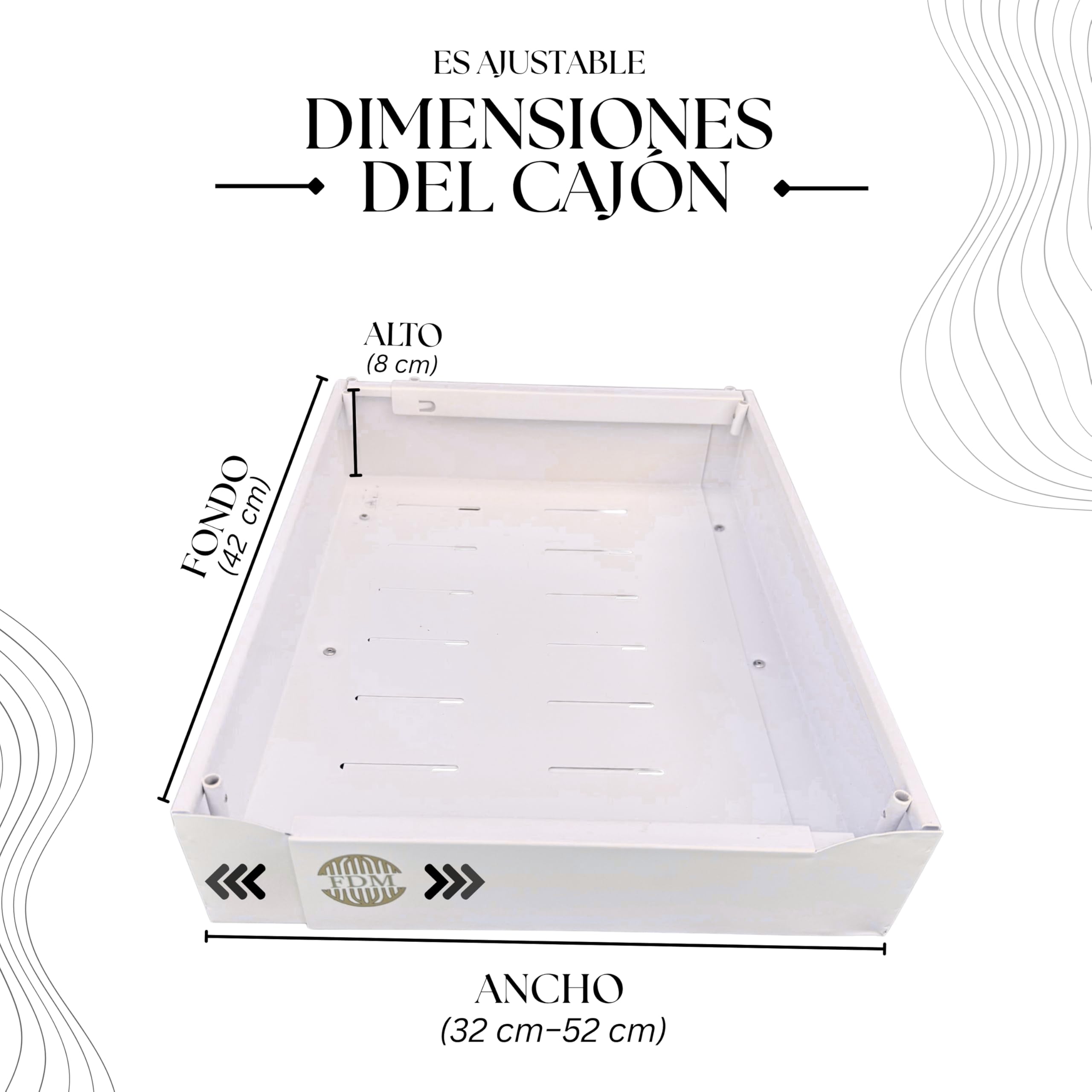 Pack de 2 bandejas extraibles para armarios cocina, cajón extraible extensible con separadores metálicos y rollo protector, más espacio y orden