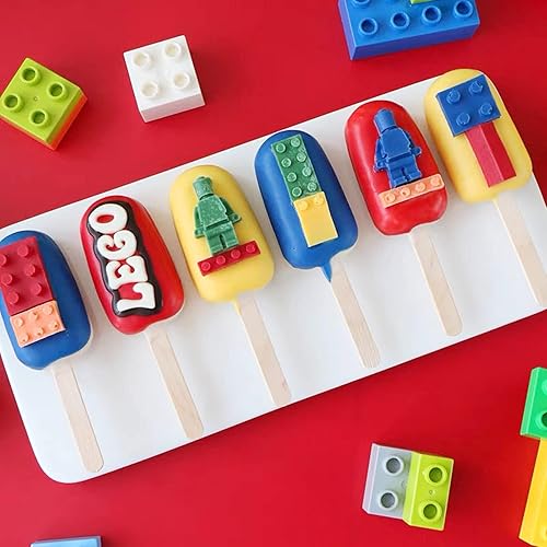 Miniatura 7 de Moldes de chocolate para fondant de robot, ladrillos de construcción, moldes de silicona 3 piezas, para decoración de pasteles de niños, arreglos de