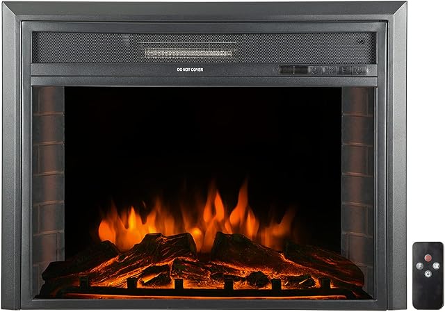 CharaVector Electric Fireplace Wall Mounted Insert Recessed 23 LED Color Flame Effect Touch Screen Glass Panel with Remote Crystal Log Set Timer for Indoor Christmas Decoration
