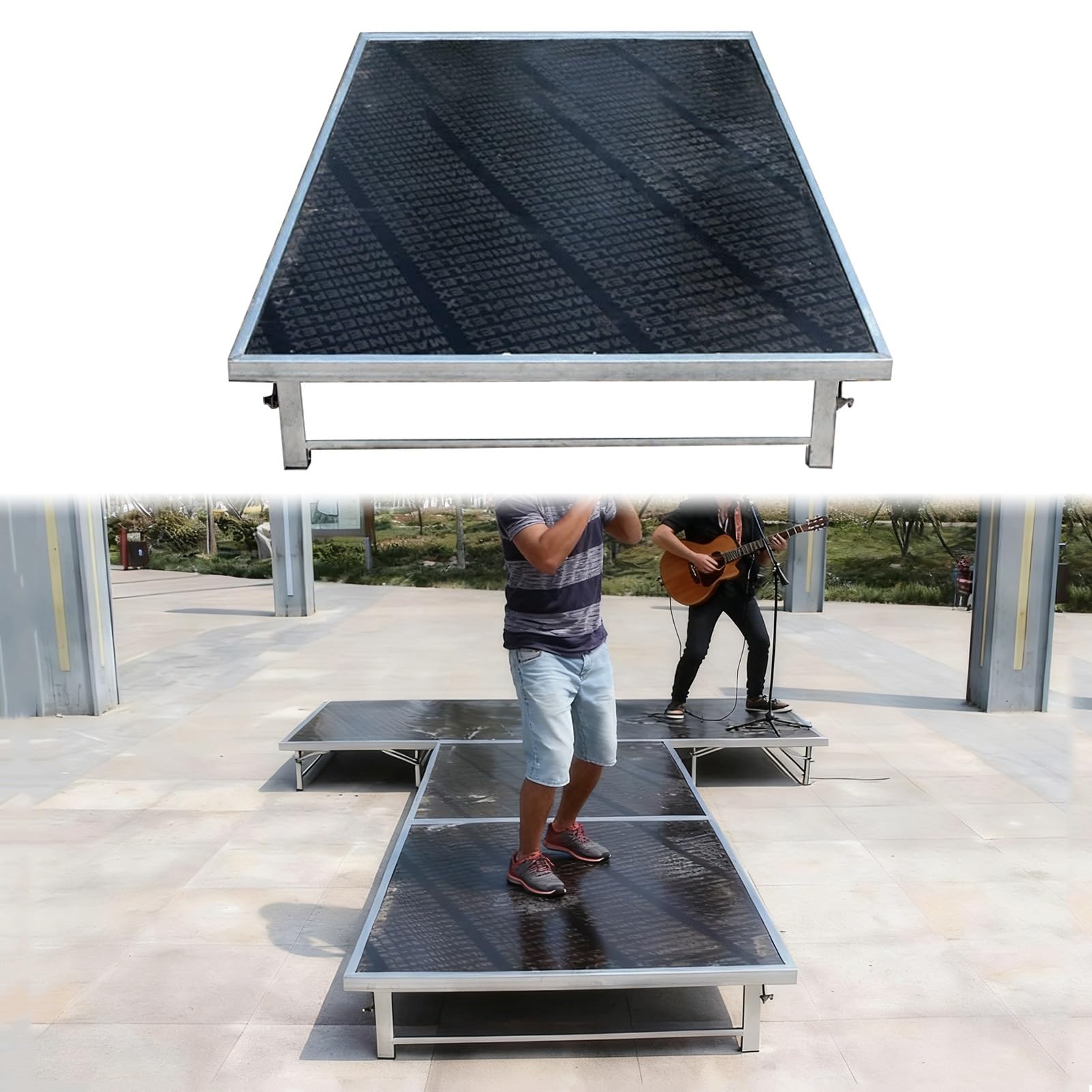 Rialzi modulari portatili per palcoscenici, supporto rettangolare per eventi, piattaforma pieghevole per bande musicali e spettacoli, 127 x 99 cm