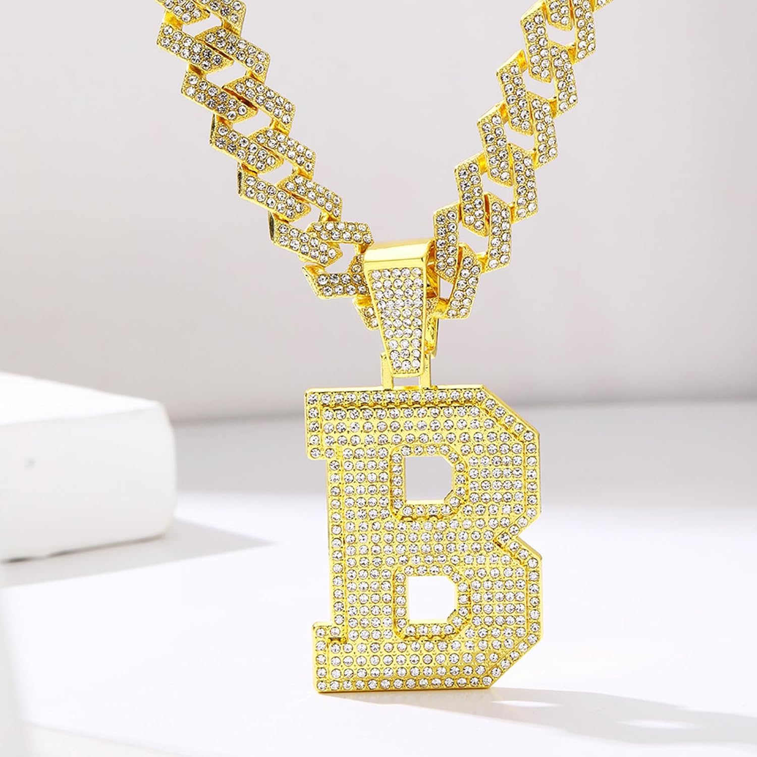Cuban Link Chain for Men, Miami Men's Chain Silver Gold Plated Necklace for Diamond Chain for Ice Chain Hip Hop Jewelry Gift, Rhinestone pendant necklace for fashion jewelry - Image 5