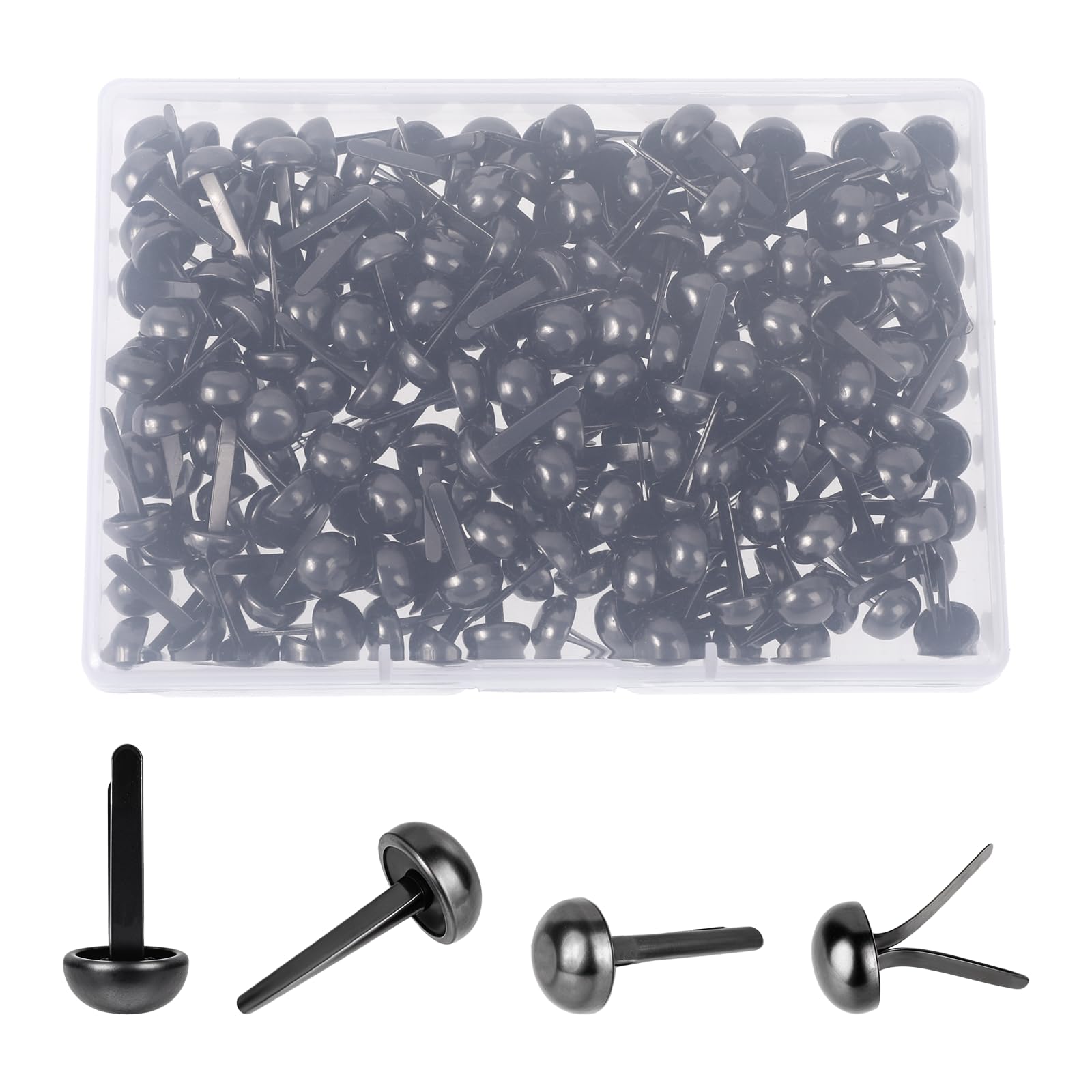 Musterbeutelklammern 200 Stück, Rundkopfklammern Metall Schwarz Musterklammern Rundkopf Klammern Musterbeutelklammer für Scrapbooking DIY Basteln Handwerk