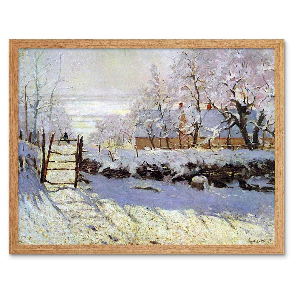 Wee Blue Coo Claude Monet Magpie Old Master Painting Art Print Framed Poster Wall Decor 12X16 Inch