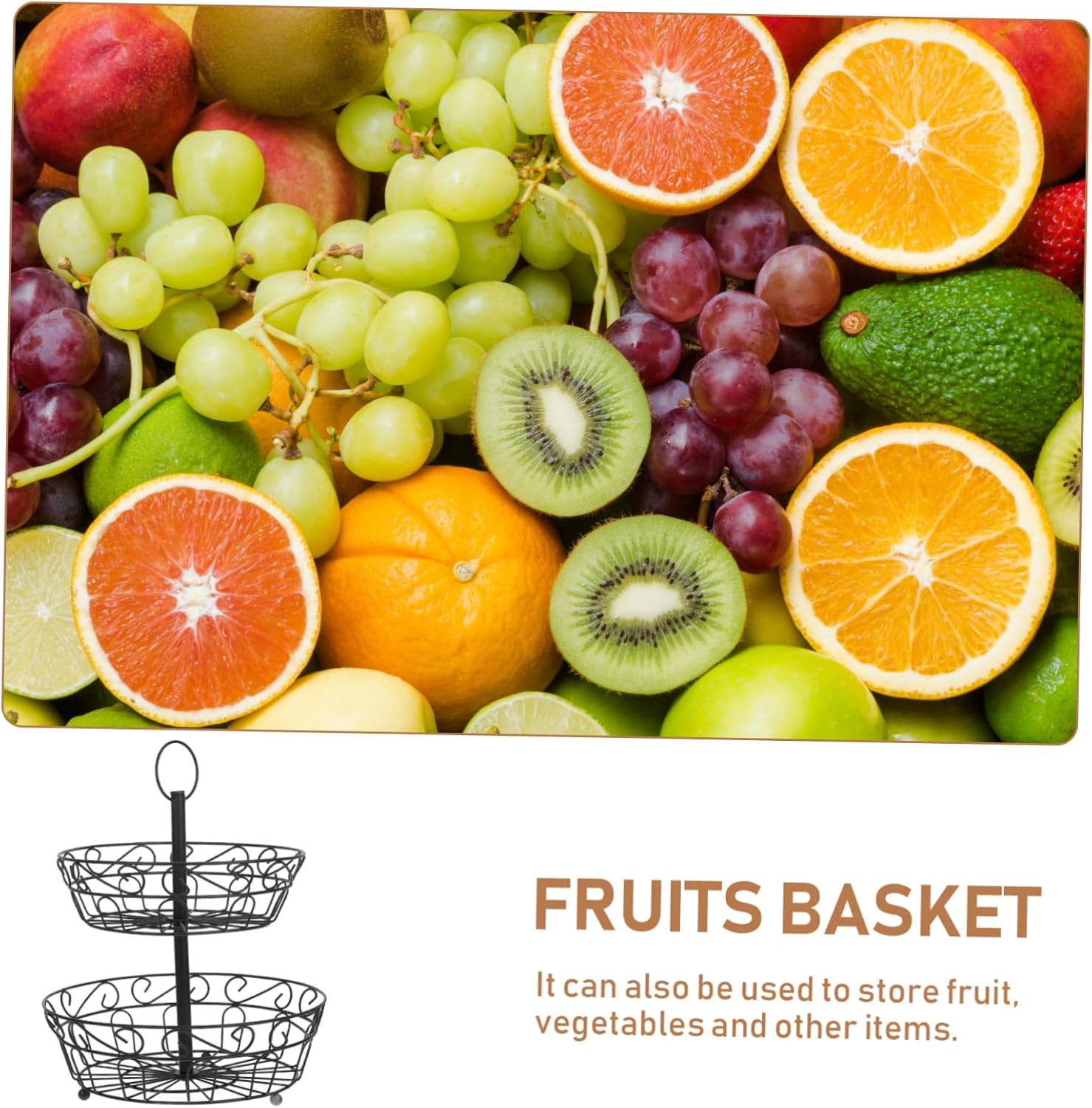 Mobestech Tiered Fruit Basket Wire Storage Bowl for Kitchen Counter Decorative Banana Holder Fruit Bowl