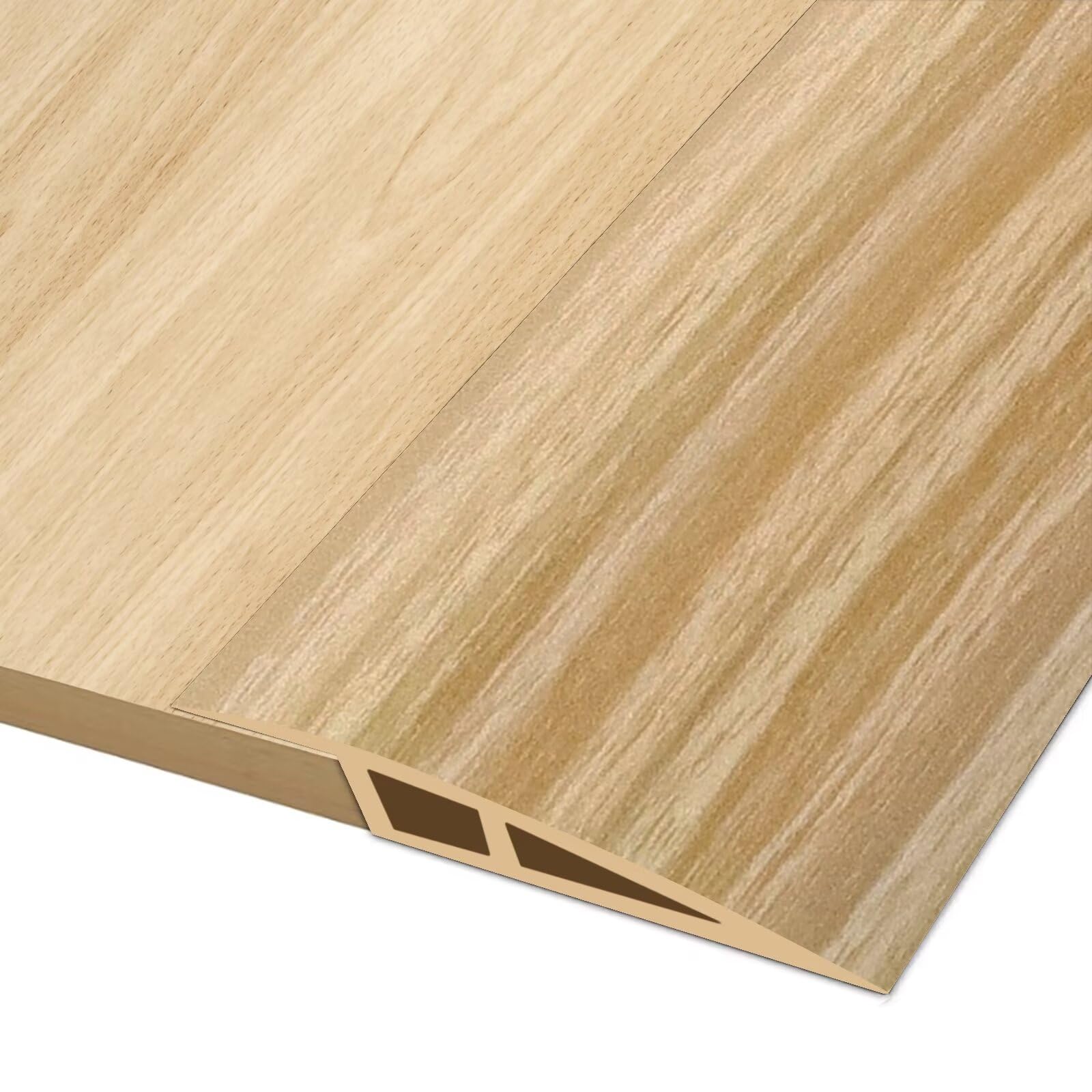 Hengrongshen Floor Transition Strip, Vinyl Door Threshold Strip Self Adhesive Threshold Flooring Transition for Laminate Doorway Edge Threshold Height Difference from 15 to 20mm (White Oak Wood, 2M)