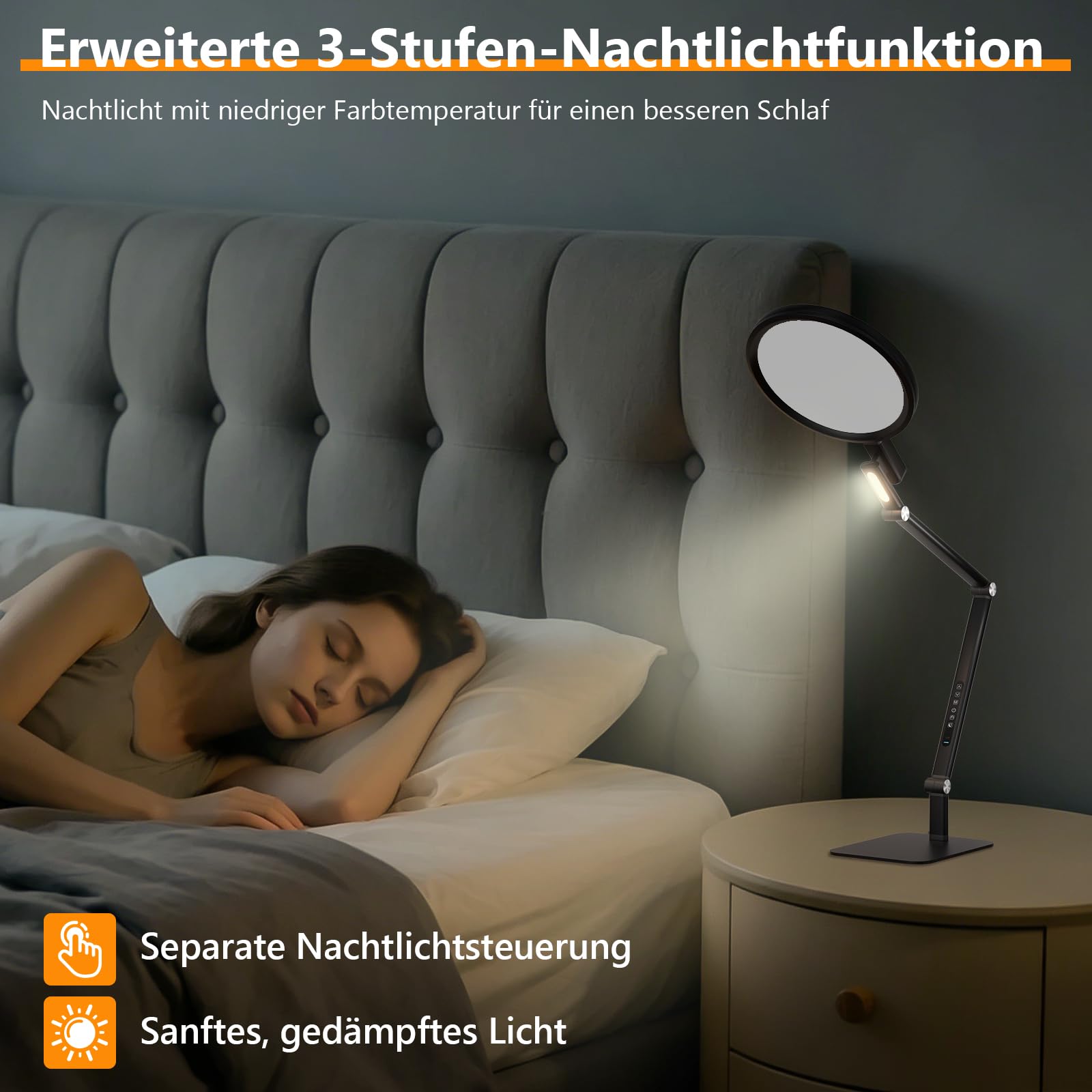 Schreibtischlampe Led Dimmbar, 5 Farben und 5 Helligkeitsstufen | Tischlampe mit USB-Ladeanschluss Touch-Steuerung für Kinder, Schlafzimmer, Lektüre, Büros