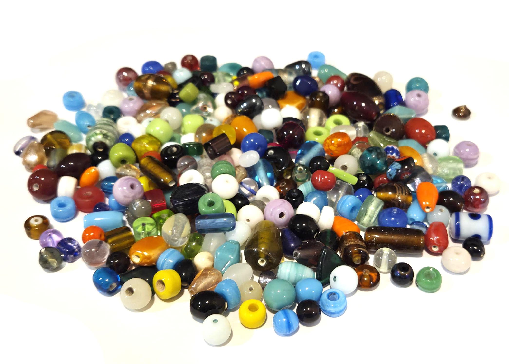 Perlin Posten Glasperlen Mix 1000 g Lampwork Silberfolie Perlen 10 mm bis 50 mm Schmuck Basteln DIY Großpackung