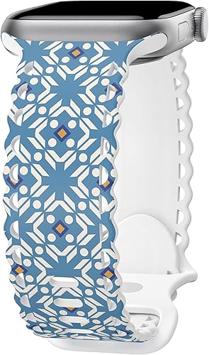 Miniatura 29 de Compatible con Apple Watch Band de 41mm 40mm 38mm 49mm 45mm 44mm 42mm para Mujeres Niñas, Correas Deportivas de Silicona Suave con Estampado Floral