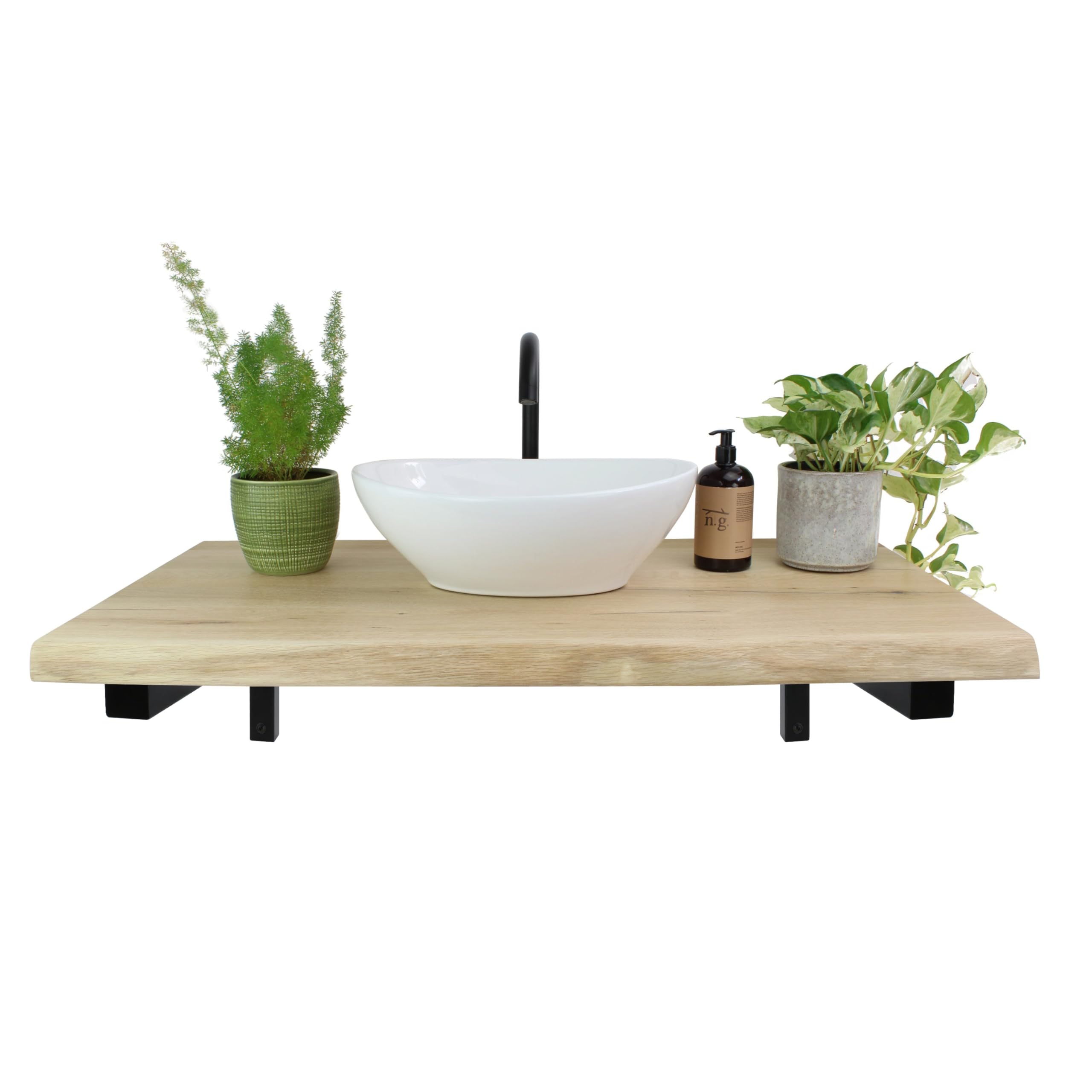 2 x konsola ścienna WINKEL Natural Goods Berlin | designerski uchwyt pod umywalkę | stabilny uchwyt do regału, umywalki do montażu na ścianie (450 mm, czarny)