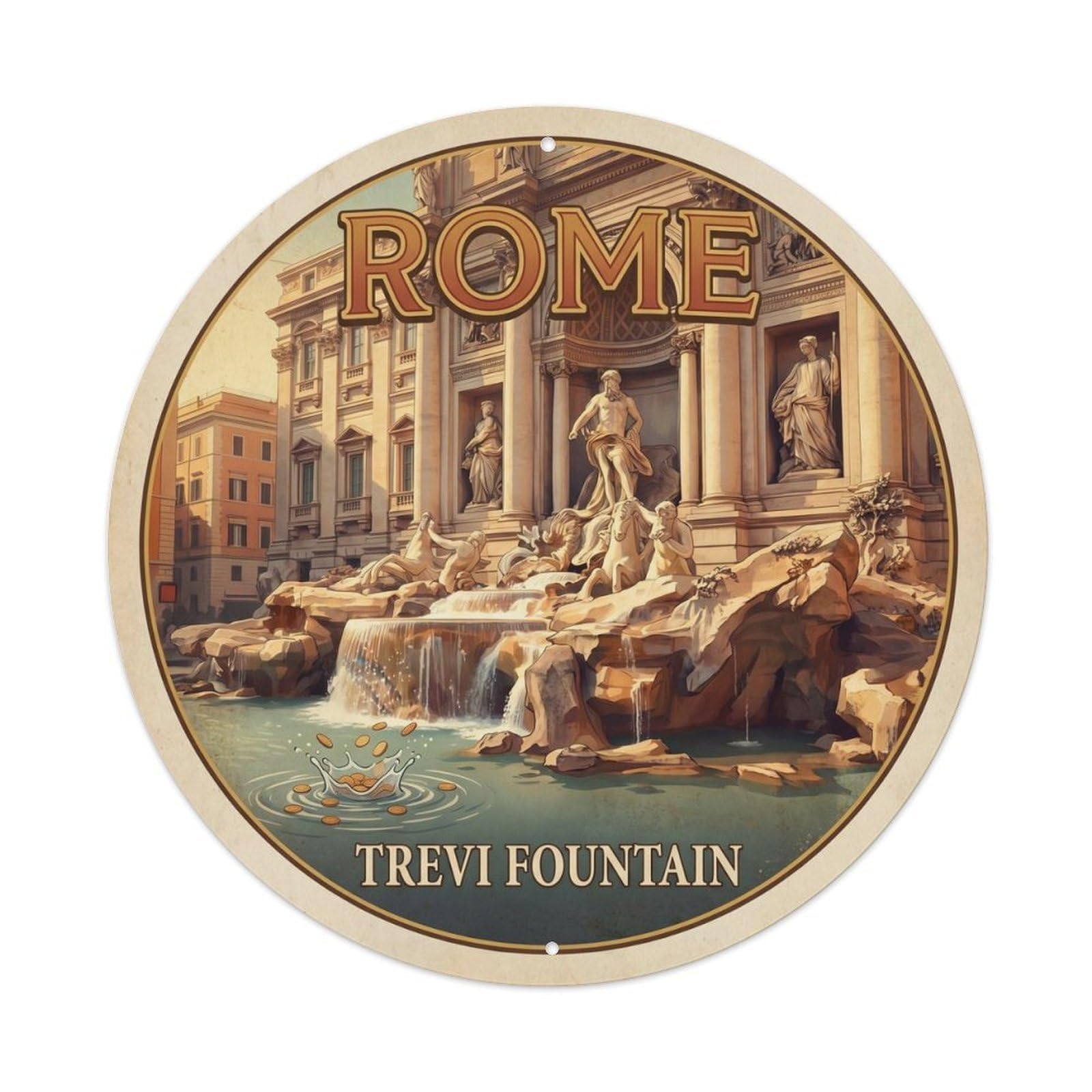 Trevi Rome Italy City Landmark Travel Retro Metal Tin Sign