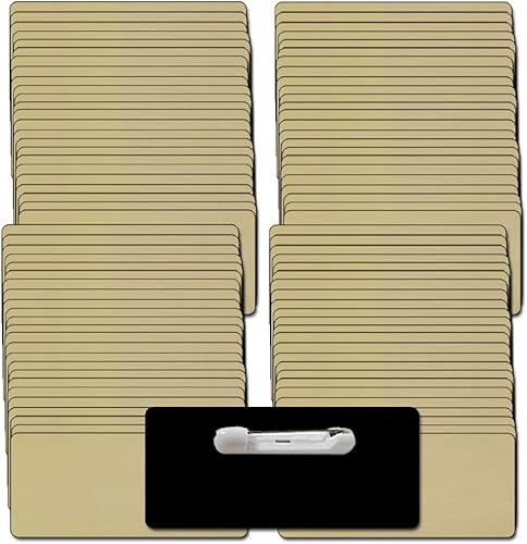 Nombre etiquetasBadges y Pin Sujetadores unattached100unidades) Bulk DoradoNegro en blanco de plástico 18esquinas redondeadas 1.5" x 3"