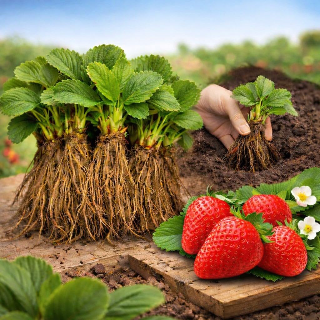 Set 10 STÜCK Erdbeerpflanzen ERDBEEREN Superobst Erdbeeren Gigant Riesen Riesenerdbeere Sehr groß und Lecker Winterhart Mehrjährig
