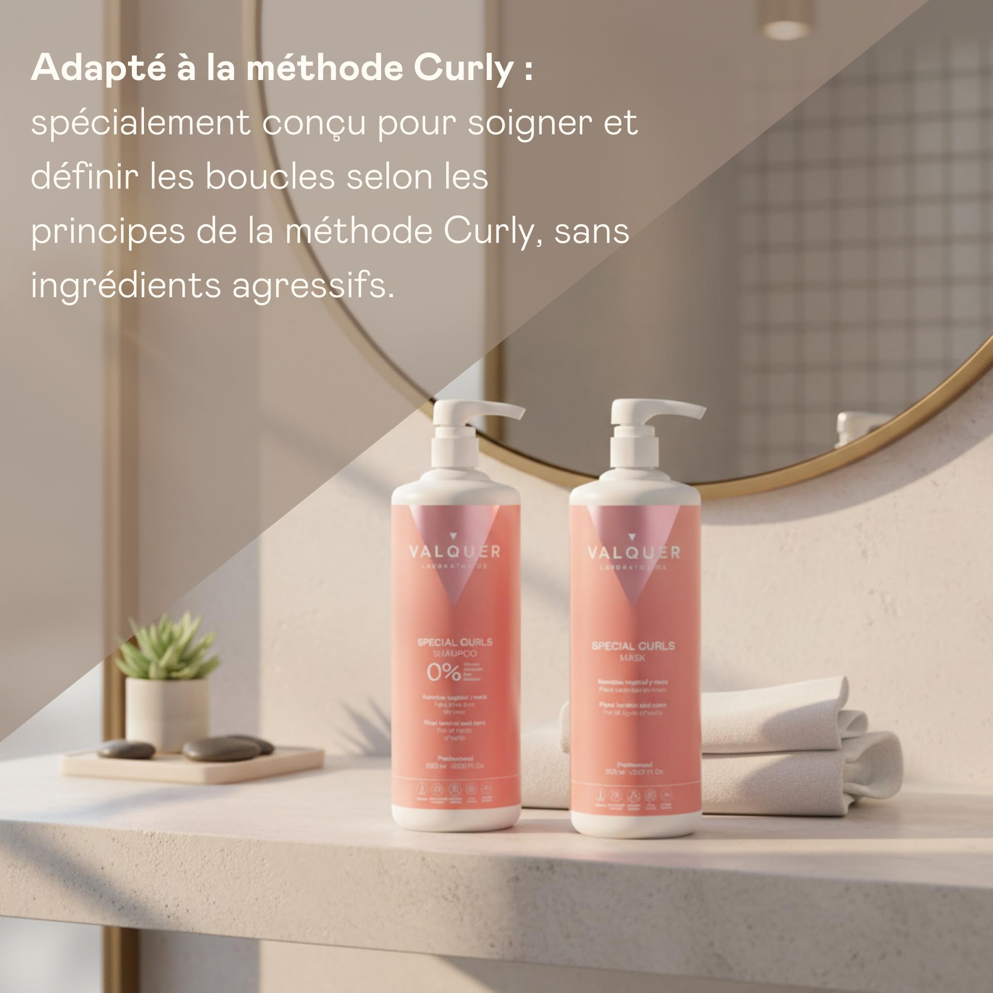 VALQUER Pack CURLY Routine Cheveux Bouclés | Shampooing 1 L & Masque 975 ml