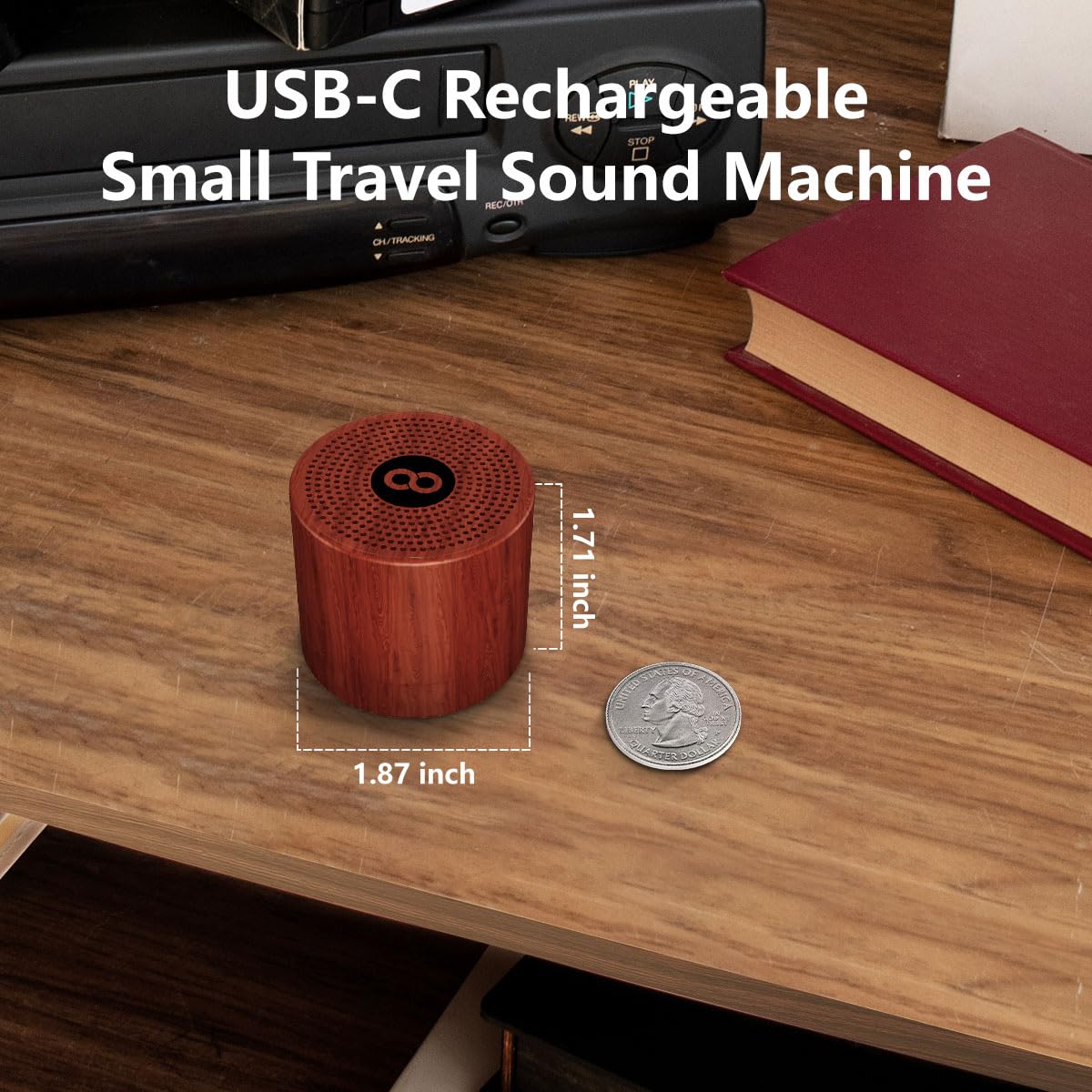 Tragbare weiße Rauschmaschine Mini-Soundmaschine mit 30 beruhigenden Geräuschen, wiederaufladbar für Erwachsene, Neugeborene, Kinder, Schlafmaschine, braunes Rauschen Maschine mit Memory-Funktion, 4