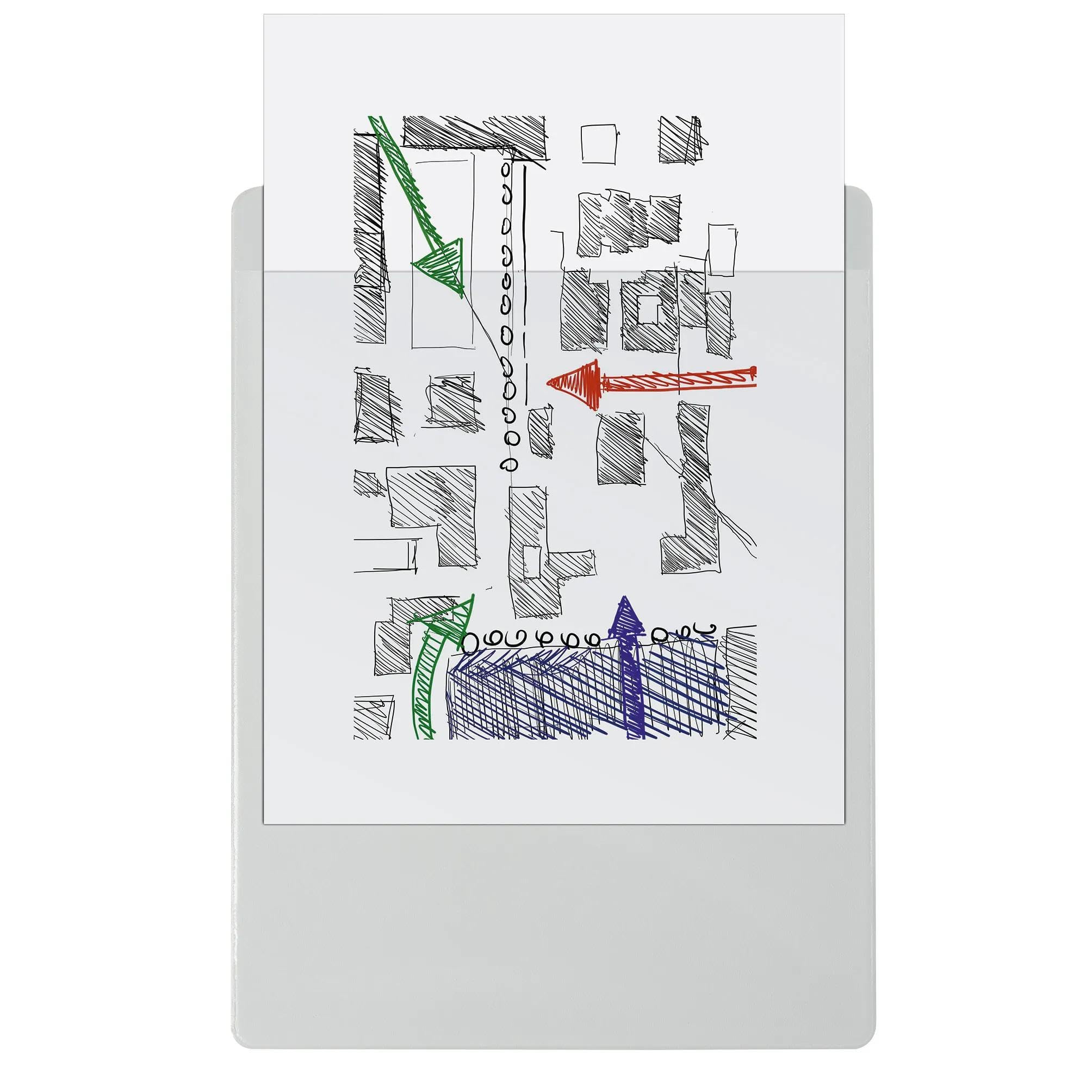 Exacompta - Réf. 19296E - Carton de 10 porte-blocs à pince avec pochette plastique sur le dos - Système d'accroche mural - Dimensions : 23 cm x 32 cm pour document format A4 - Blanc