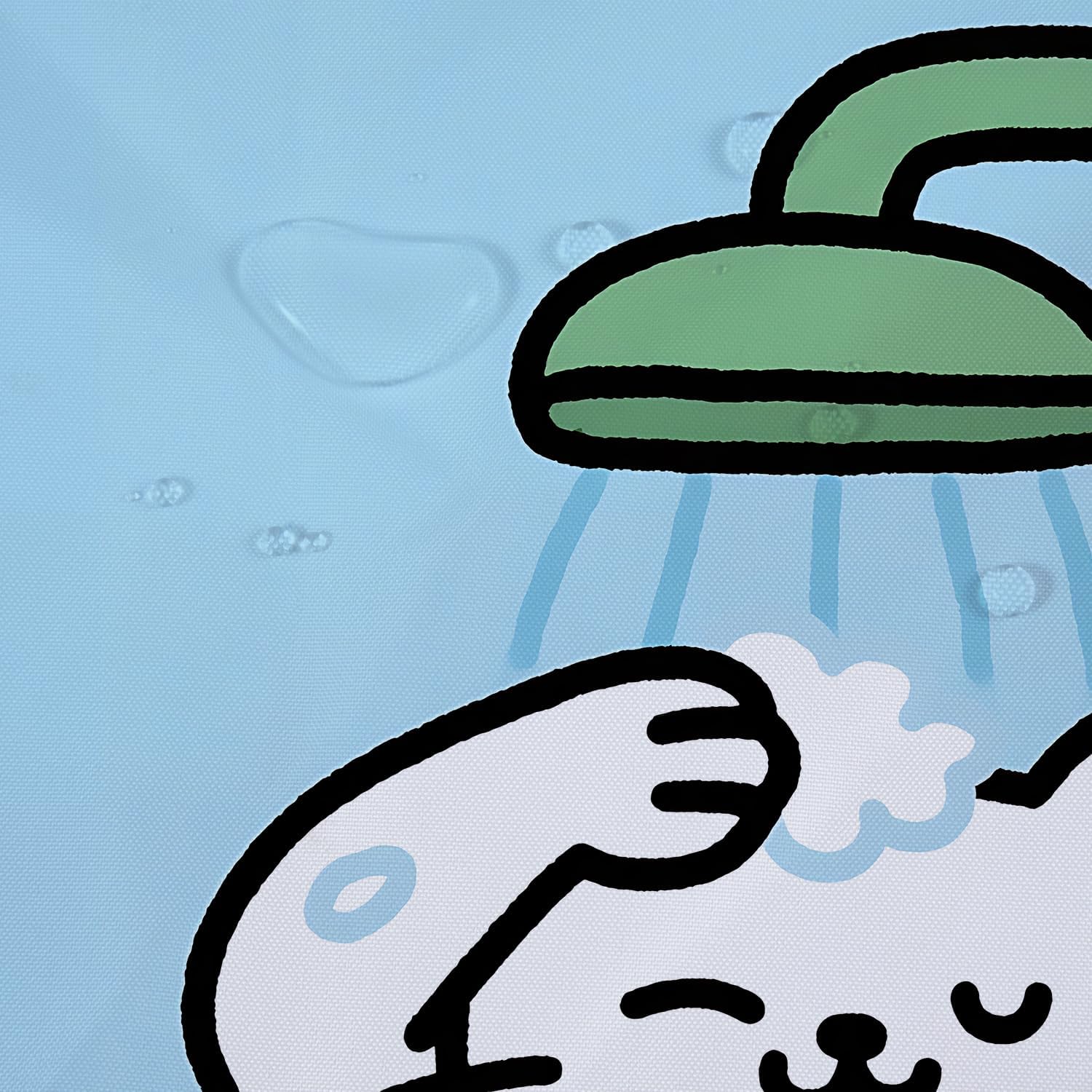 Cute Cat Bath Time Shower Curtain- Cute Cartoon Kitten Showering with Bubbles, Waterproof Bathroom Decor Set with Hooks 72x72 Inches