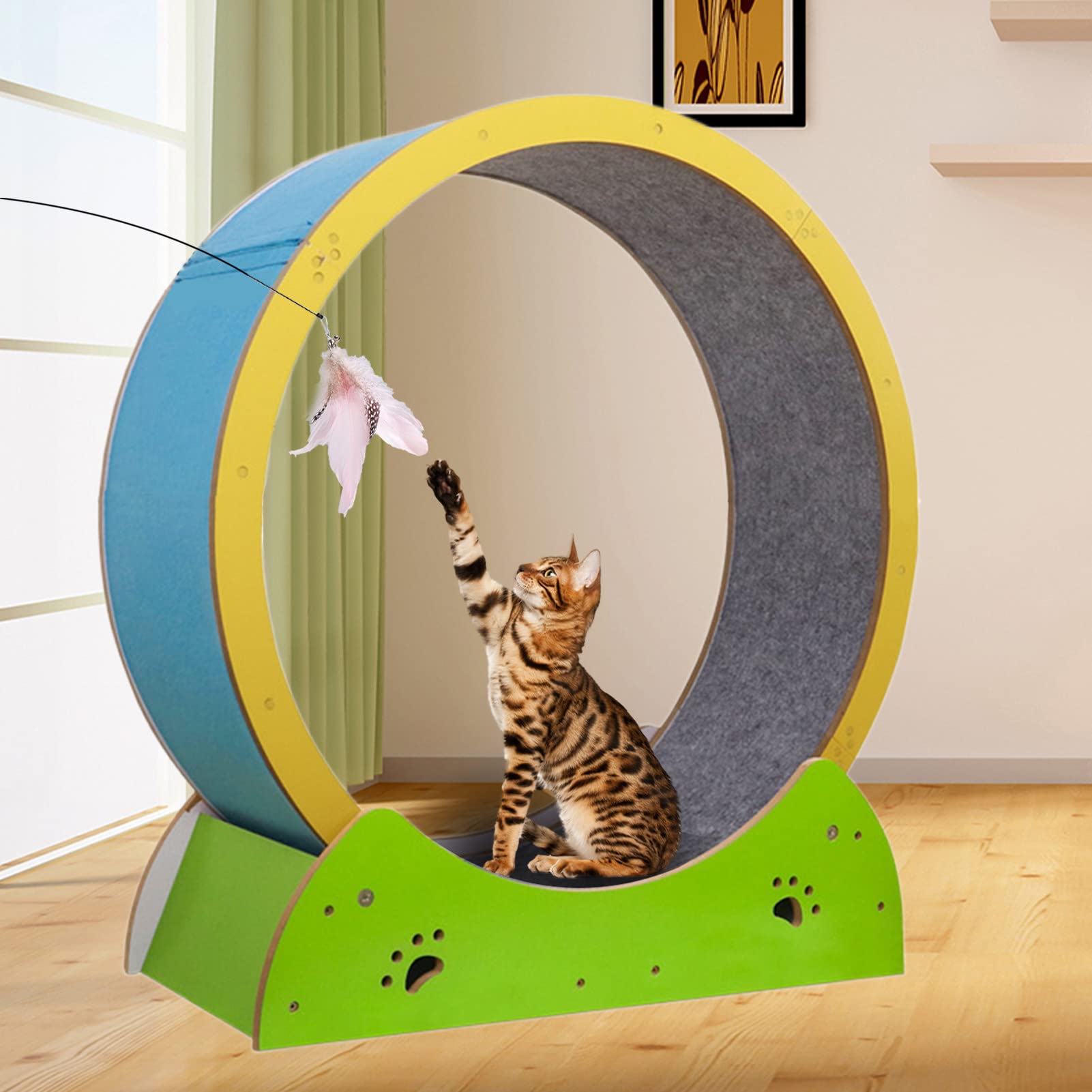 Ruota per Esercizio Senza Rumore per Gatti, Ruota per Corsa per Gatti da 29,5 Pollici con Giocattolo per Gatti, Grande Tapis Roulant per Gatti per L'esercizio, Facile da Installare