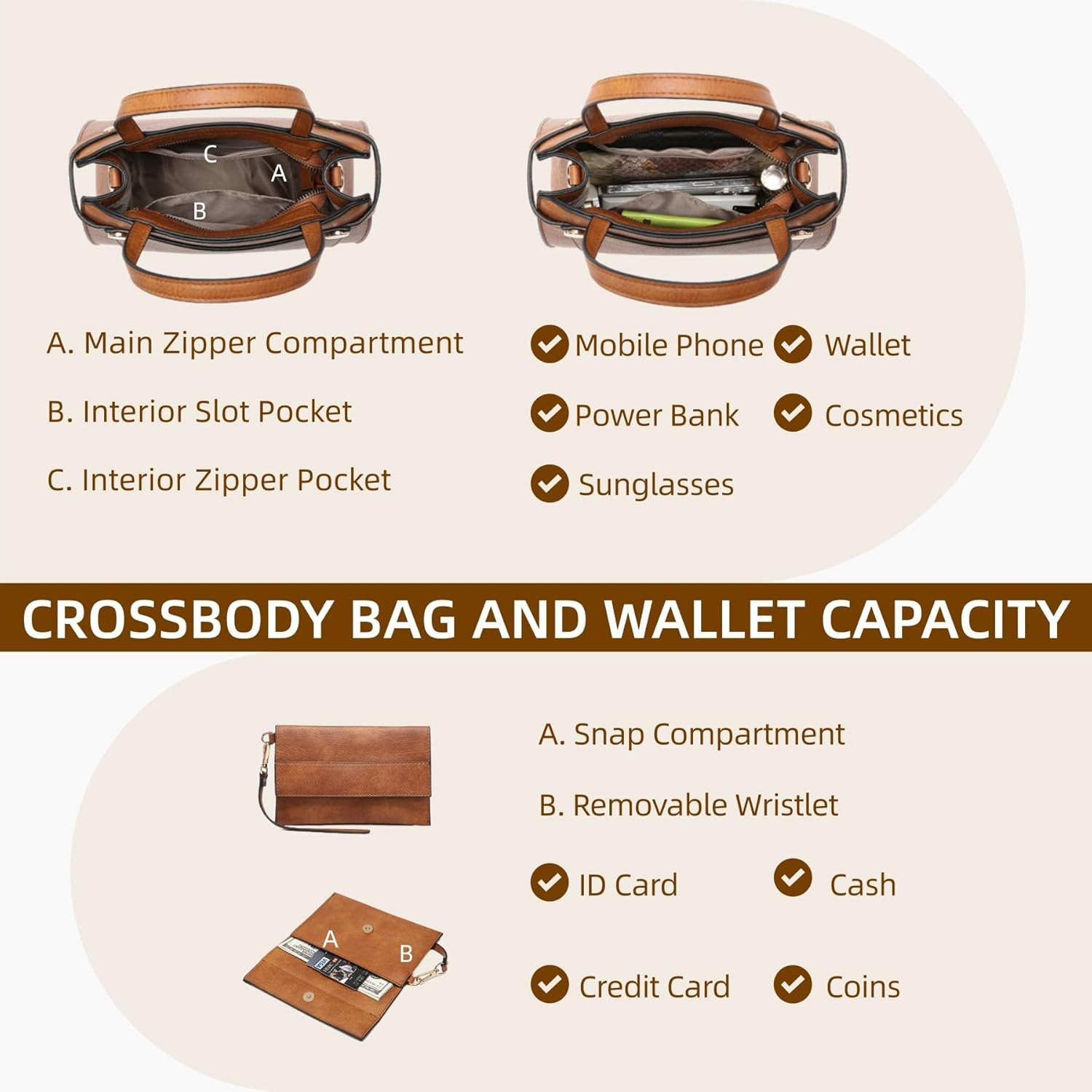 Purses and Handbags for Women Tote Bag Shoulder Bag Top Handle Satchel Purse Set with Wallet Large Work Tote 3pcs - Image 8