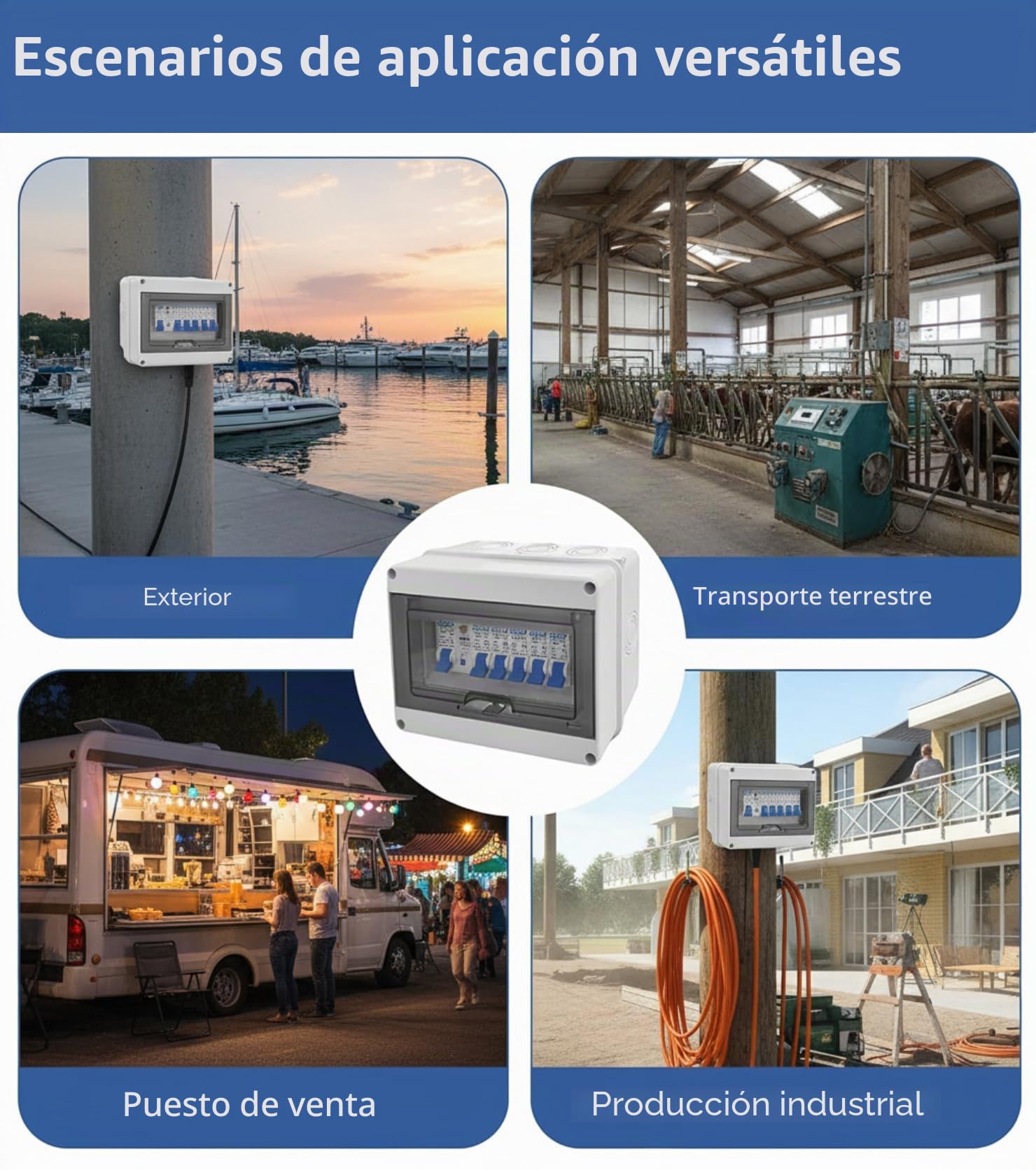 Caja de fusibles empotrada, caja de distribución con interruptor de protección Fi, subdistribución para garajes, talleres, disyuntor IP65 63 A, interruptor de separación AC 33x16A+20A+32A