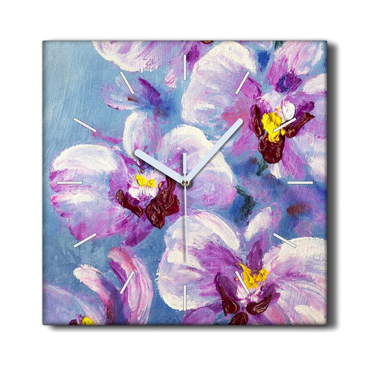 Horloge murale sans tic-tac Coloray en toile 30x30cm au motif de fleurs et plantes