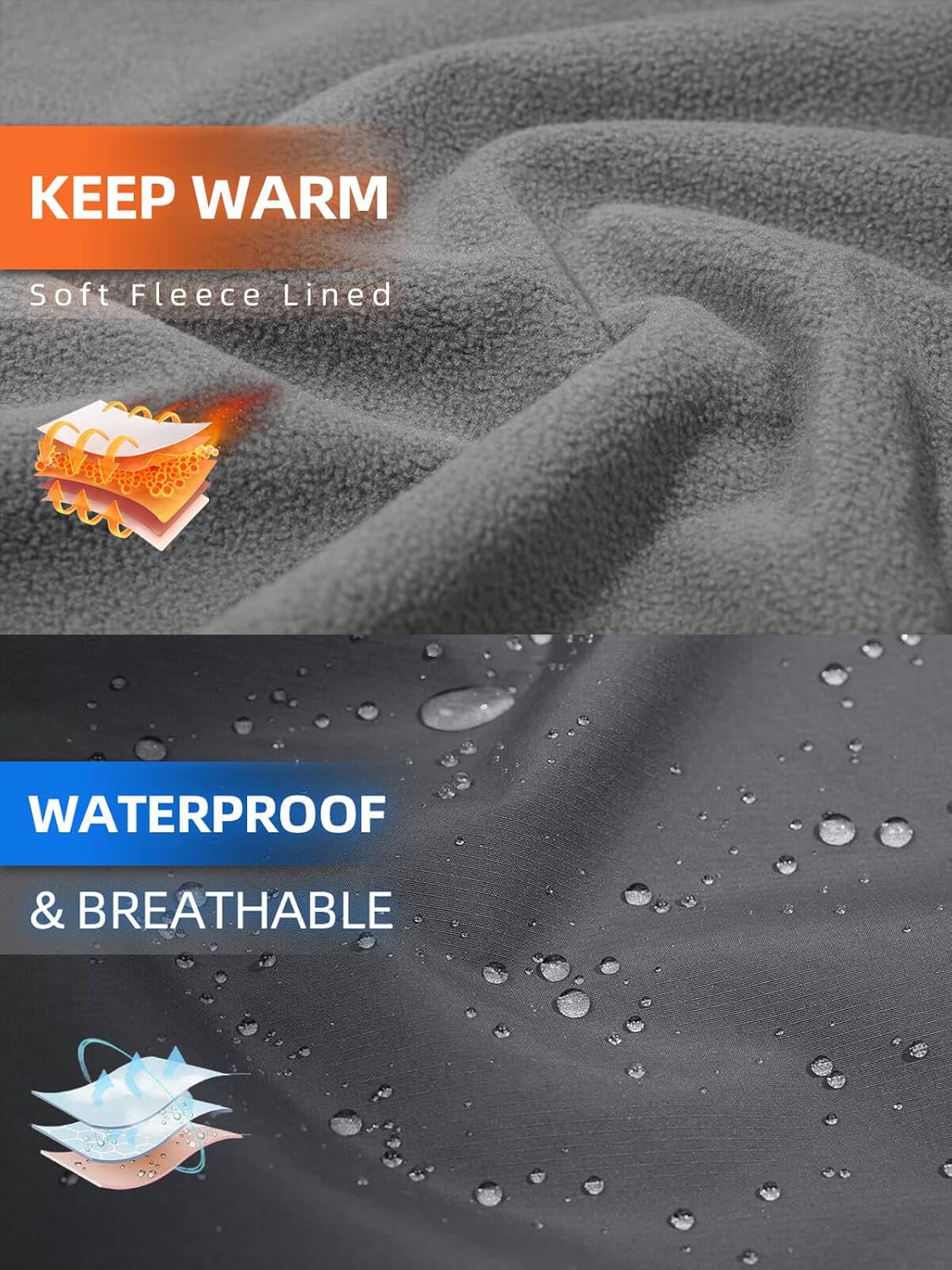 Yousify Womens Fleece Lined Rain Jacket Waterproof Lightweight Fall Winter Windbreaker Hooded Softshell Jackets - Image 4