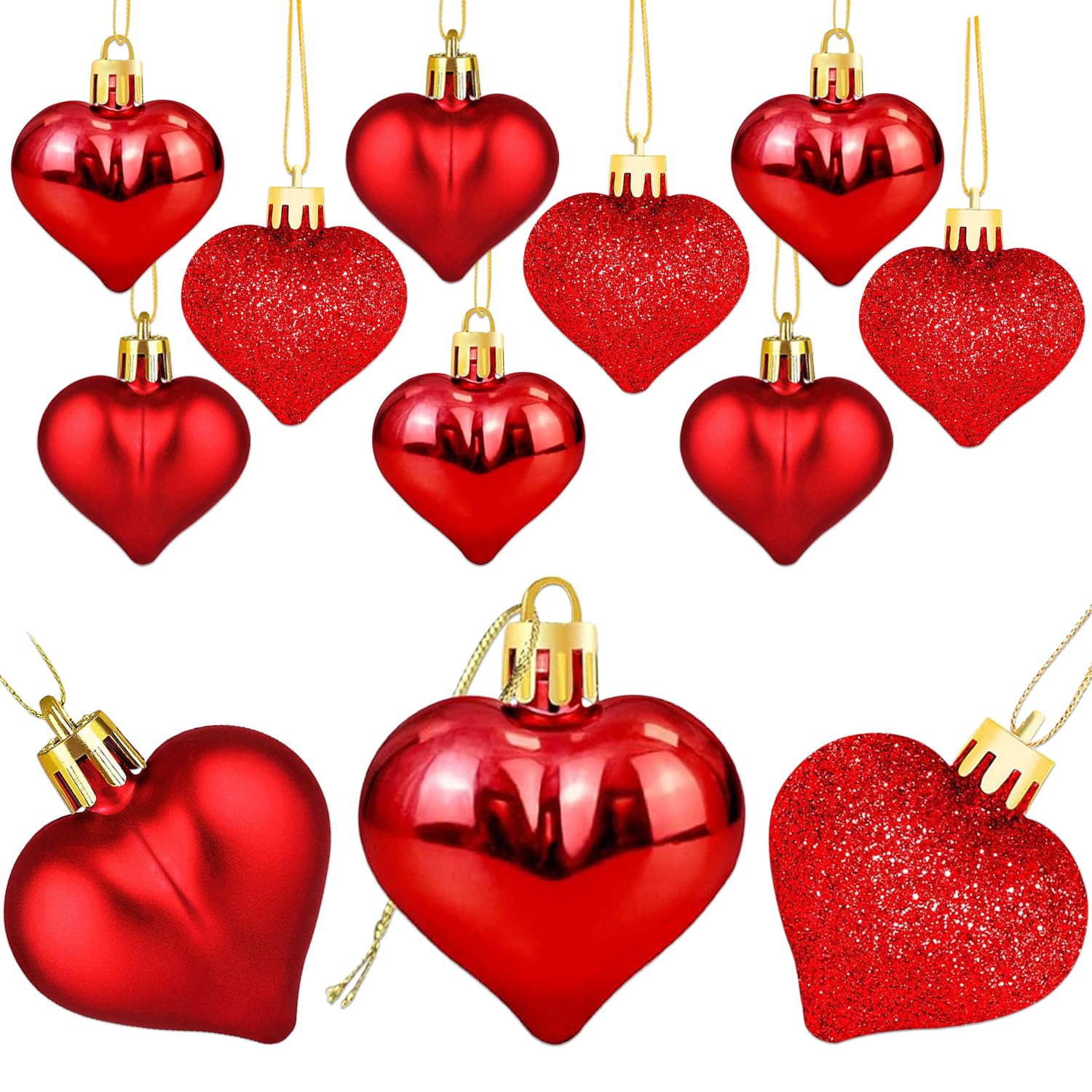 　　XMAS　DECORATION　HEART Amazon.com: 12 Pcs Heart Ornaments for Christmas Tree, 3