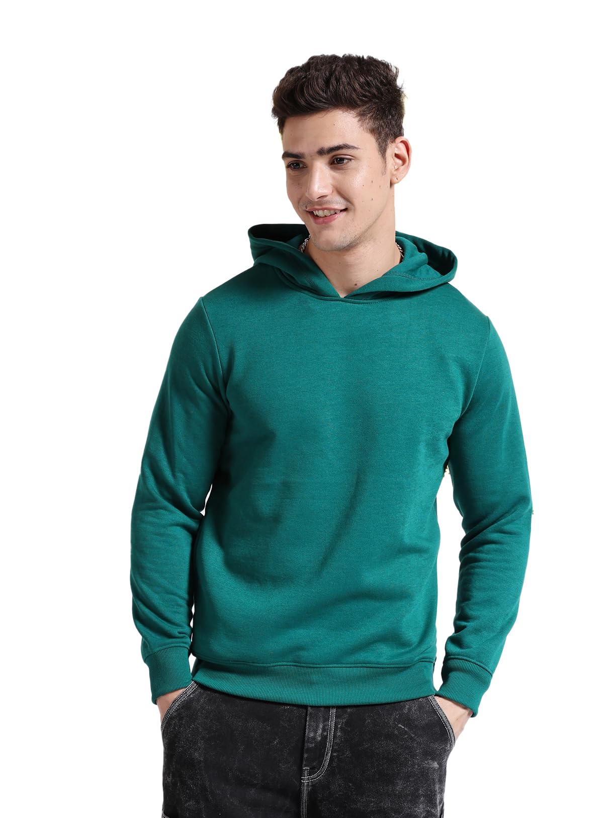 the indian garage co Men Regular Fit Solid Overhead Hooded Sweatshirt-picture-41