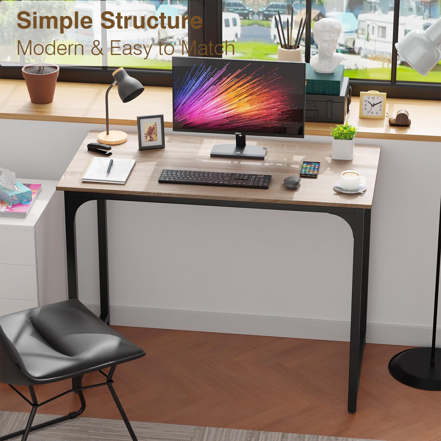 fdw 39 inches computer desk, modern simple style desk for home office, study student writing desk,nature 39 inches nature