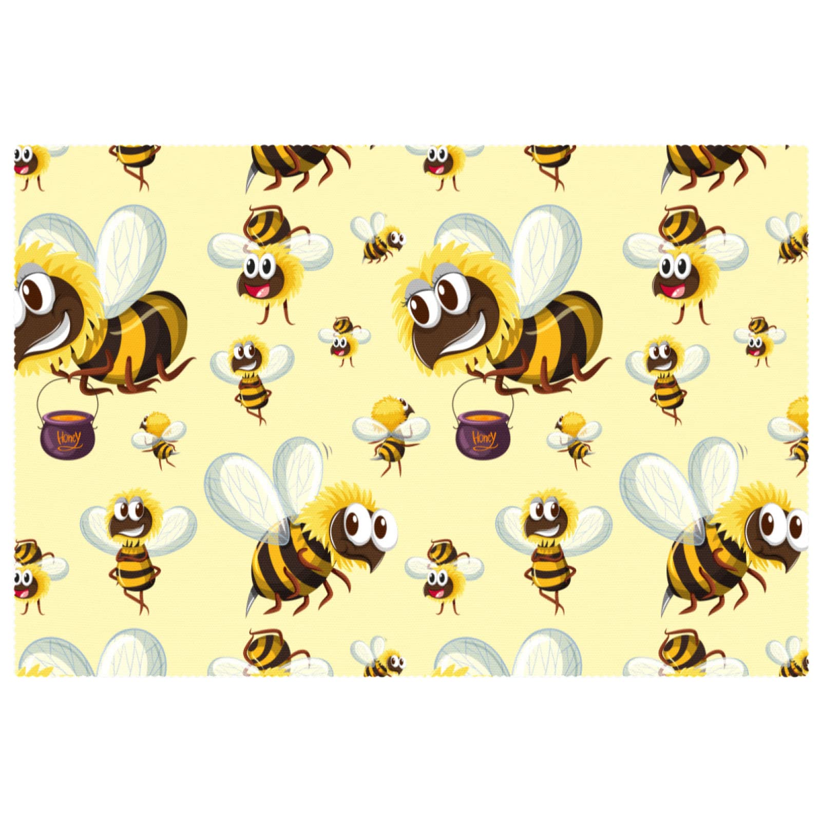 Sets de table en tissu Oxford lot de 4 protège-tables lavables motif abeilles