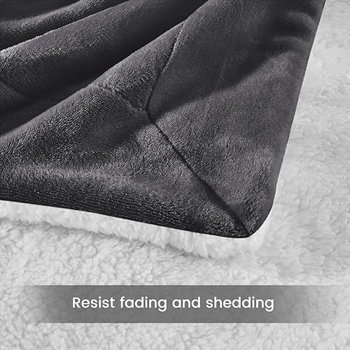 Vista 110 de IR Imperial Rooms Mantas Sherpa tamaño Queen – Mantas gruesas y cálidas para invierno, reversible, suave y esponjosa, tamaño Queen para cama, Morado