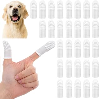 고양이 및 강아지 칫솔 손가락 30개, 개 고양이용 부드러운 원단 손가락 칫솔, 세척 및 재사용 가능한 치아 세척 물티슈 칫솔, 손가락 치아 물티슈 관리, 얼룩 제거