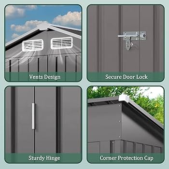 Amazon.com : Vigo huseeo 5x3x6FT Outdoor Storage Shed, Galvanized