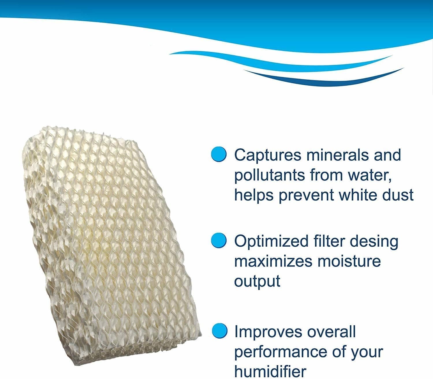 HQRP 4-Pack Humidifier Wick Filter Compatible with Relion WF813 fits Relion RCM832 RCM-832 RCM-832N, Equate EQ-2119-UL EQWF813 Humidifiers -