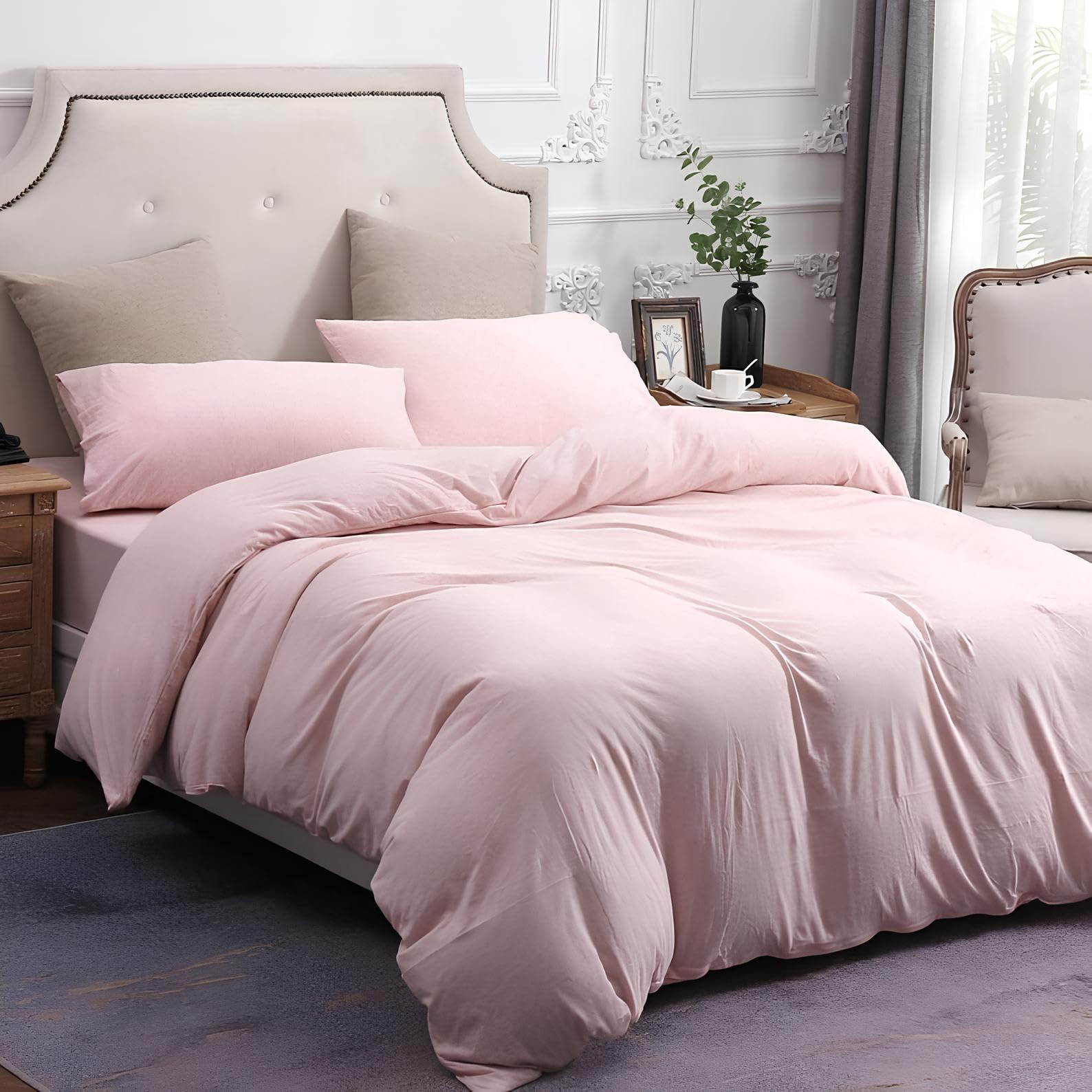 Housse de couette en coton stonewashed douce et thermorégulatrice